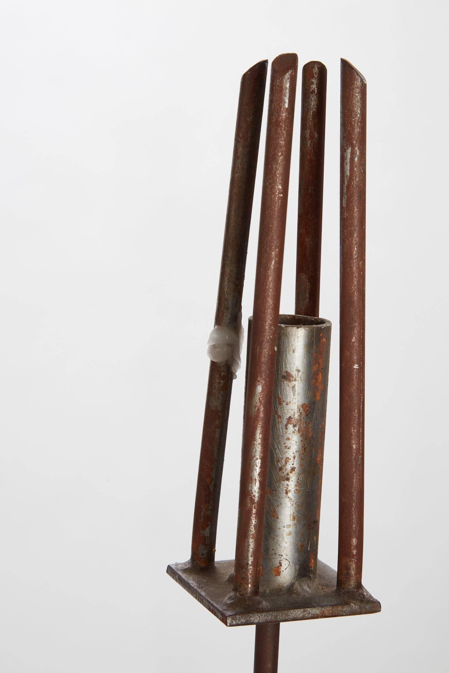 20th Century Pair of Tall / Floor Iron Candlesticks In Good Condition In Chicago, IL