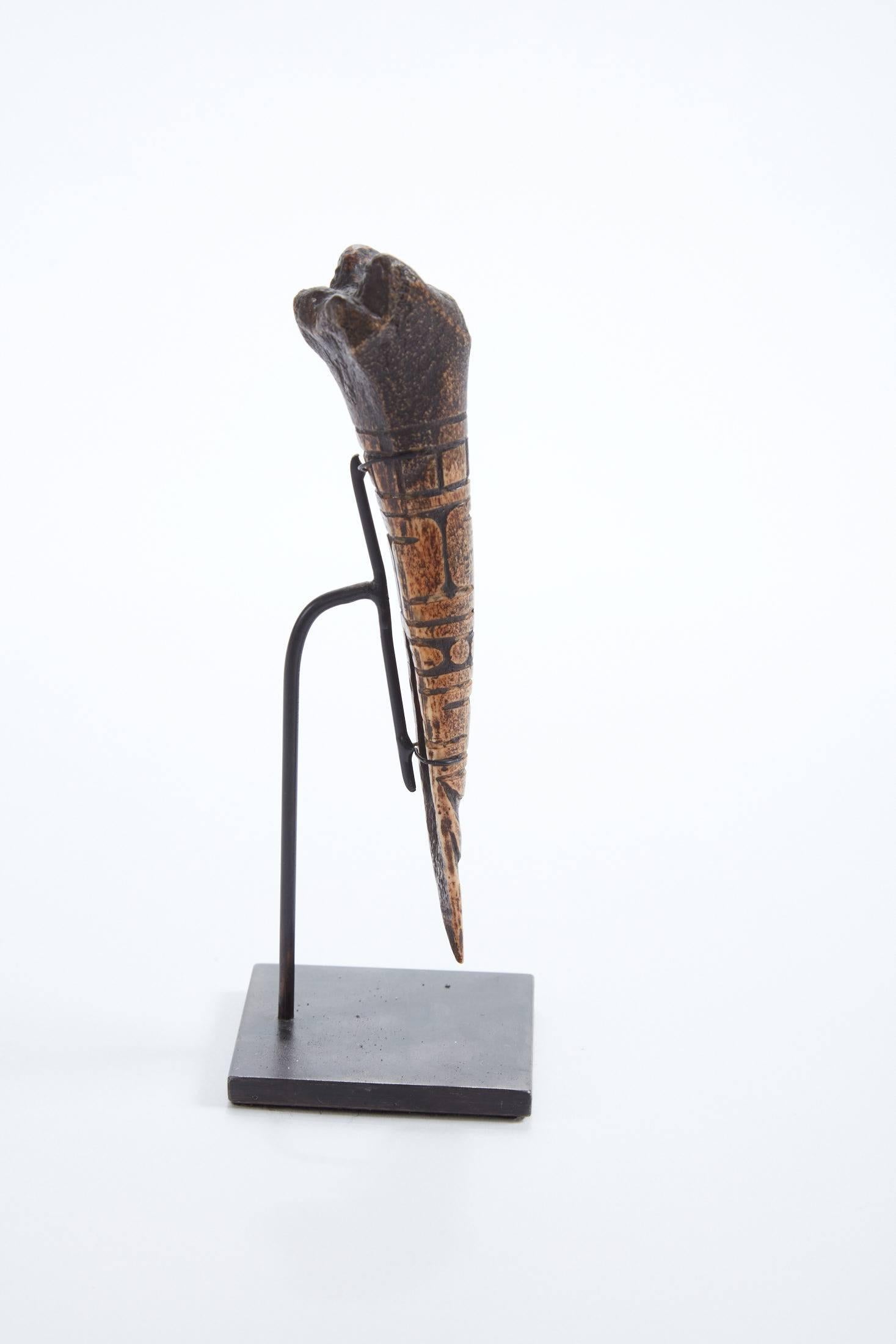 Hand-Carved 19th Century Carved African Bone Tool from Cameroon