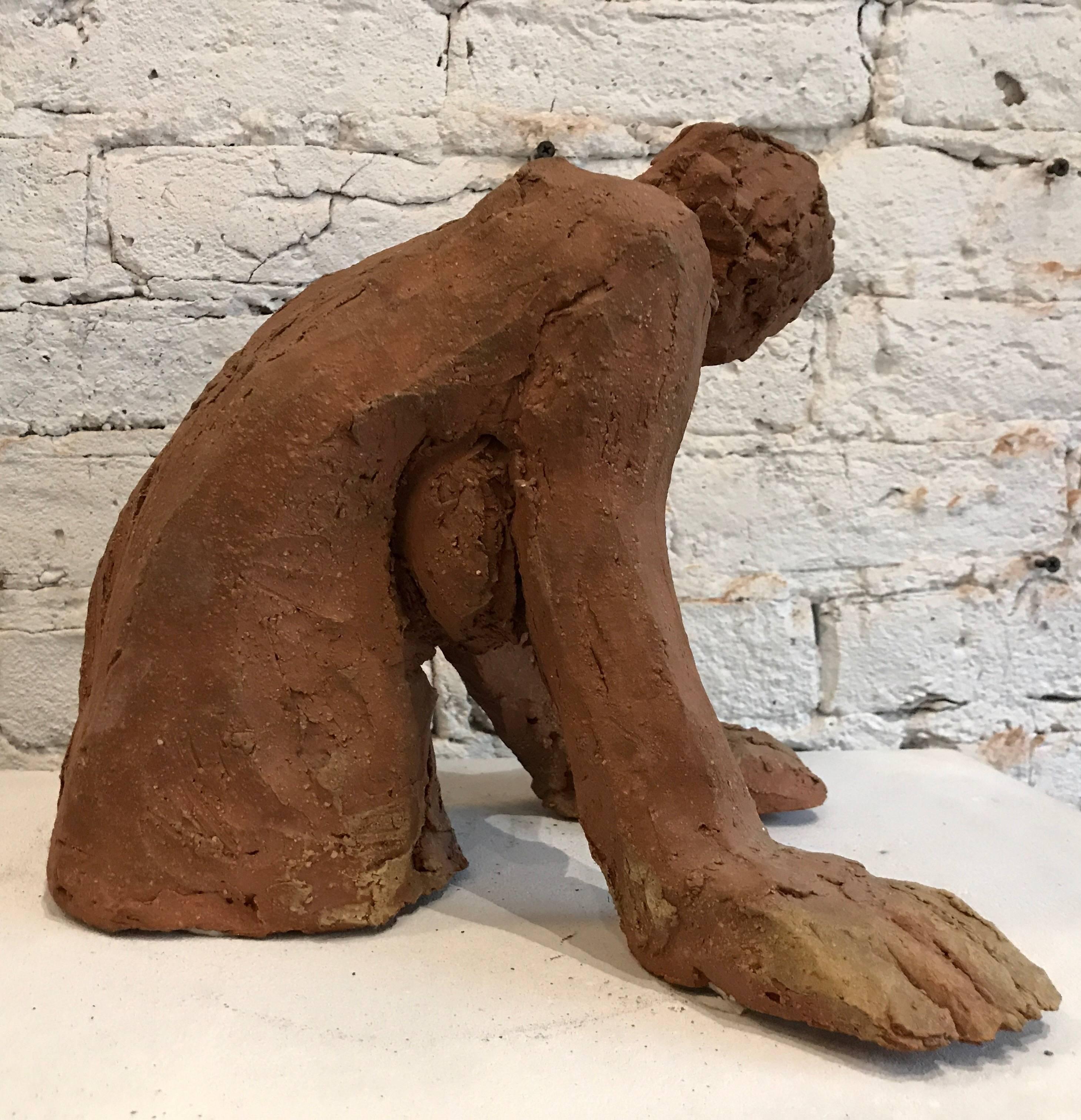 Mid-20th Century Clay Figural Sculpture by Artist Joyce Pines In Excellent Condition In Chicago, IL