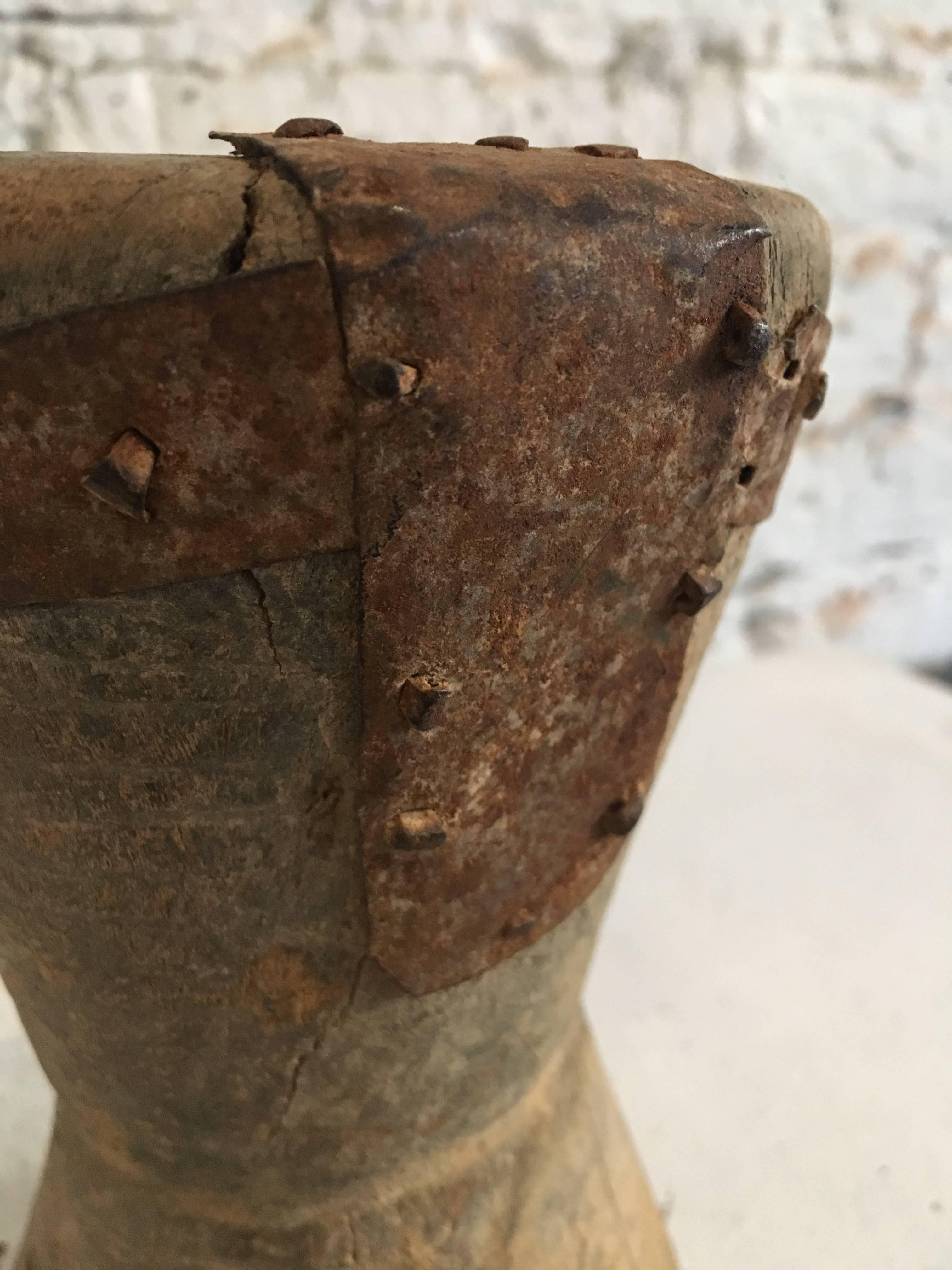 19th century small wooden/metal Mortar from Yemen/Saudi Border.