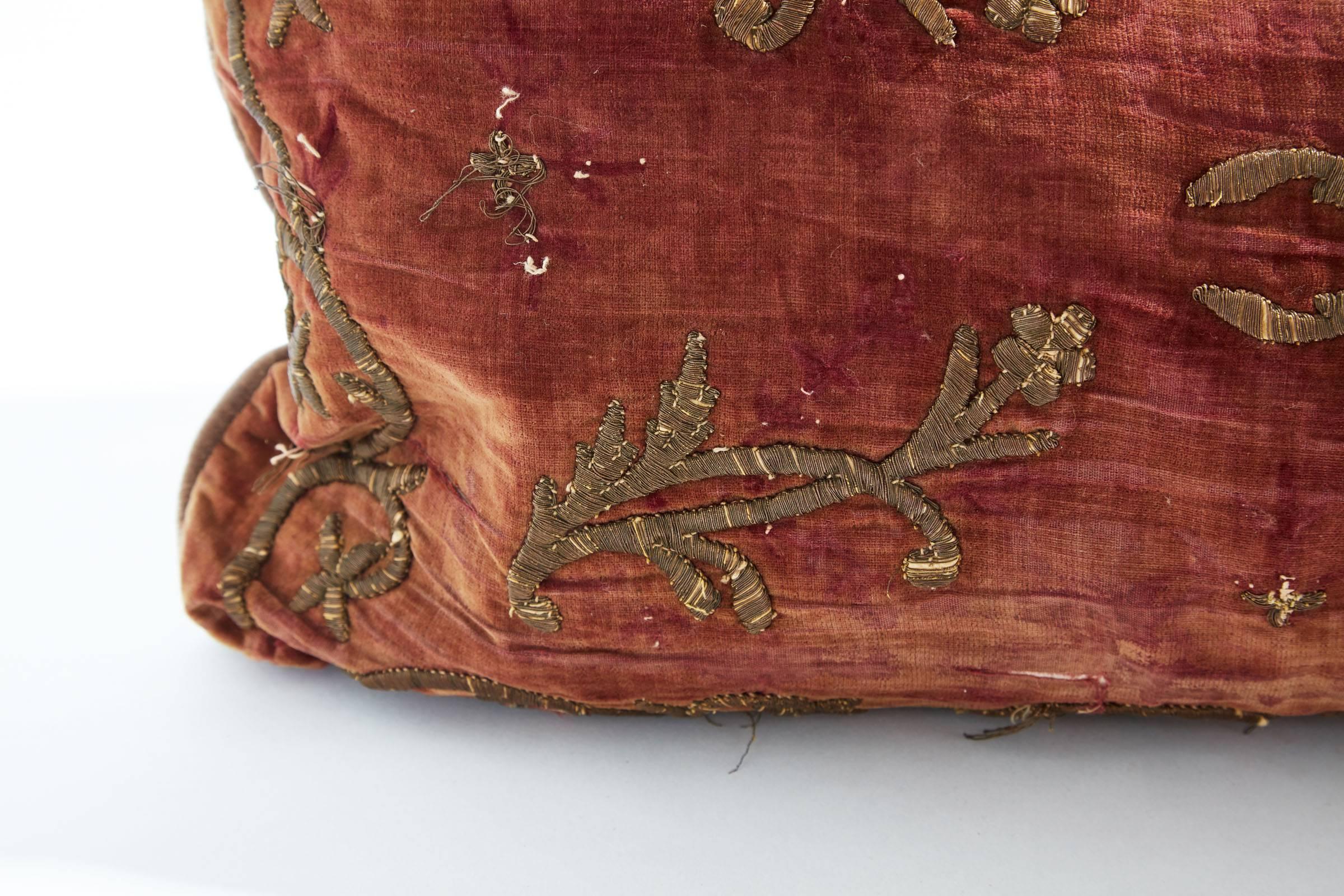 17th Century Turkish Ottoman Empire Velvet and Embroidered Pillow Sham  1