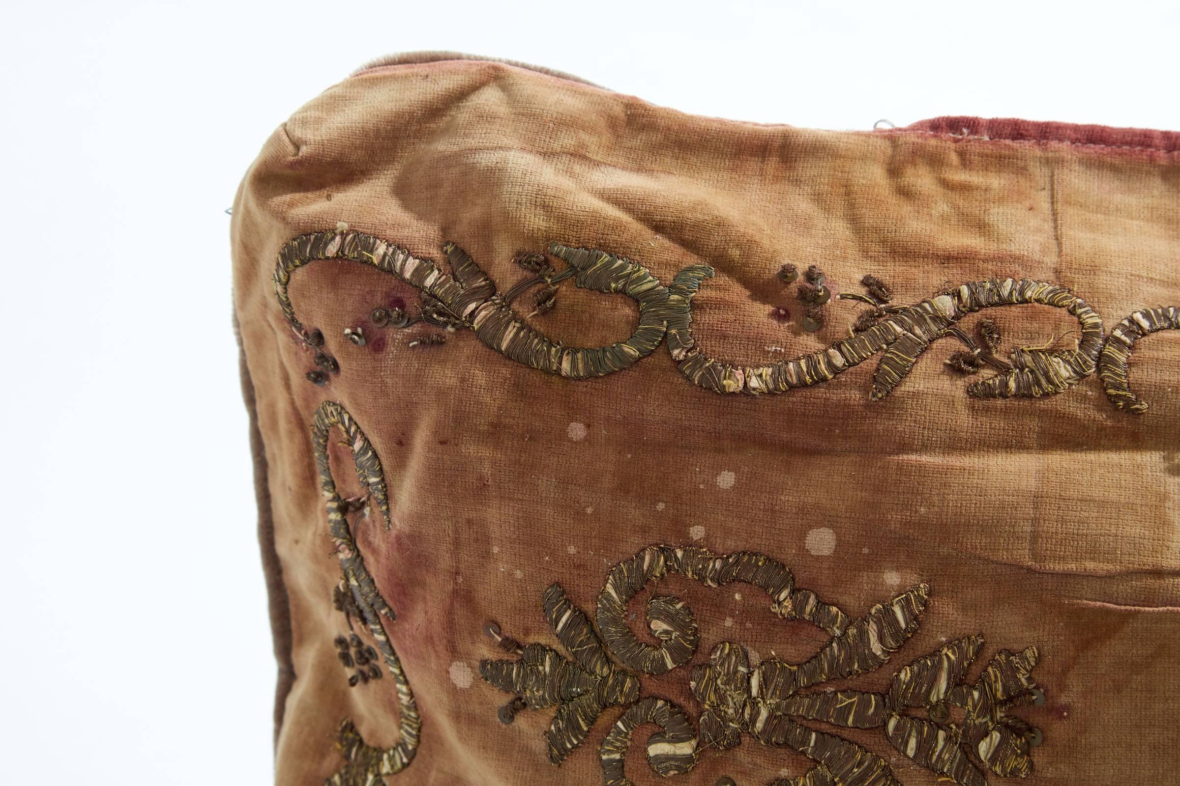 Other 17th Century Turkish Velvet/24-Karat Gold Embroidered Pillow Sham
