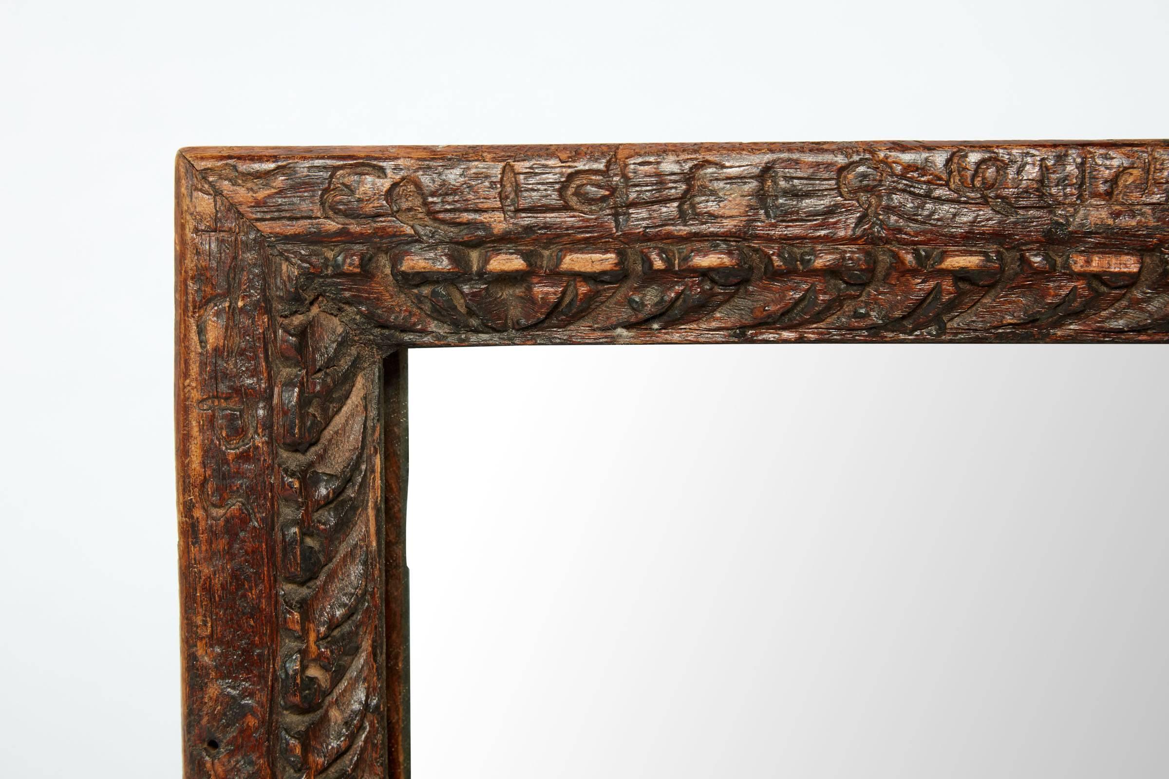 20th Century Small Hand-Carved Indonesian Mirror 3