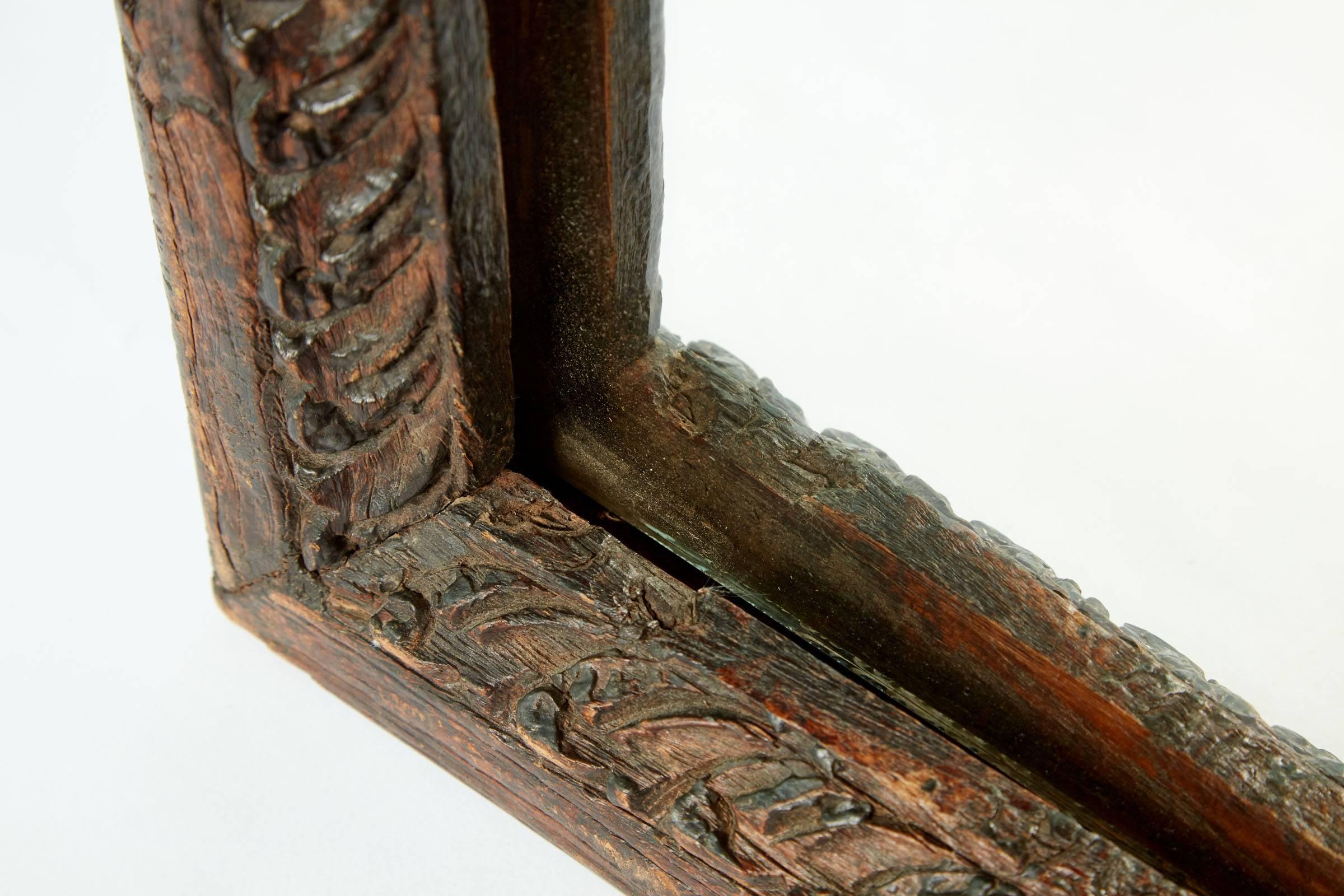 20th Century Small Hand-Carved Indonesian Mirror 5