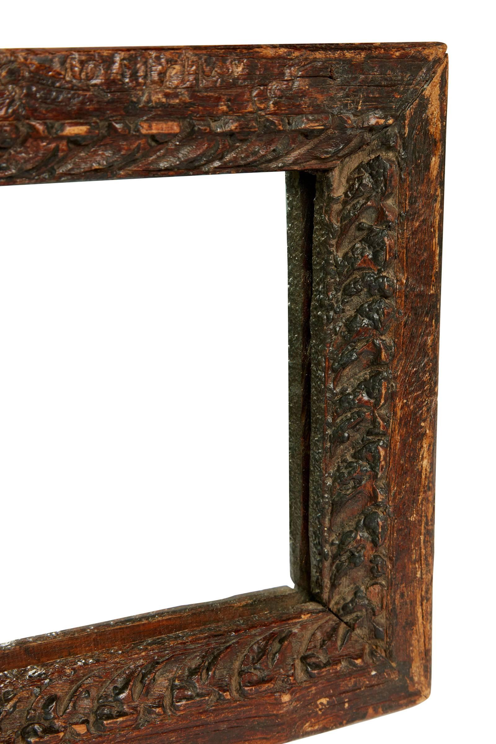 20th Century Small Hand-Carved Indonesian Mirror 6