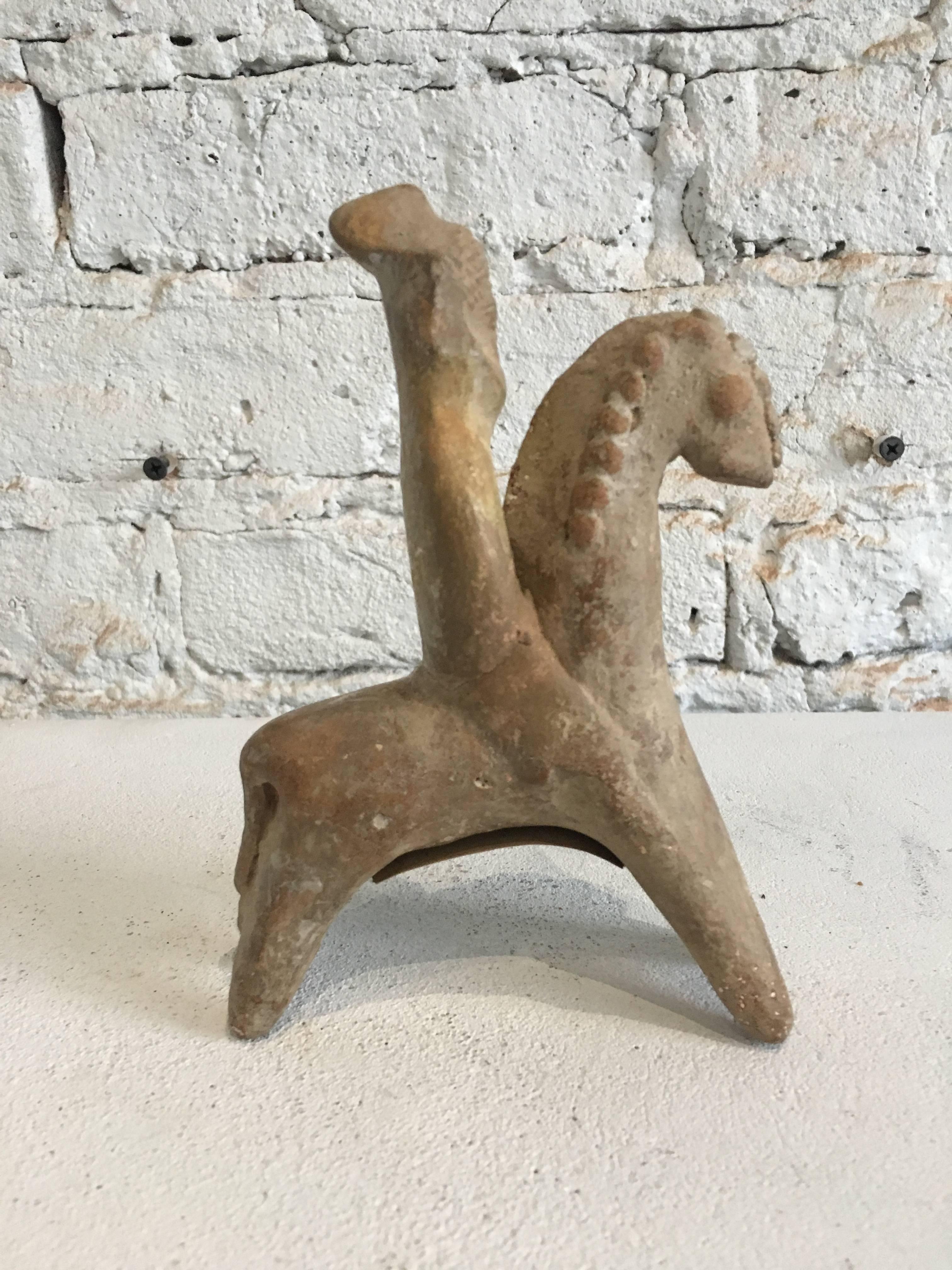 19th Century Reproduction of a 16th Century Stone Artifact / Warrior on Horse 
Artifact appears to be cast 