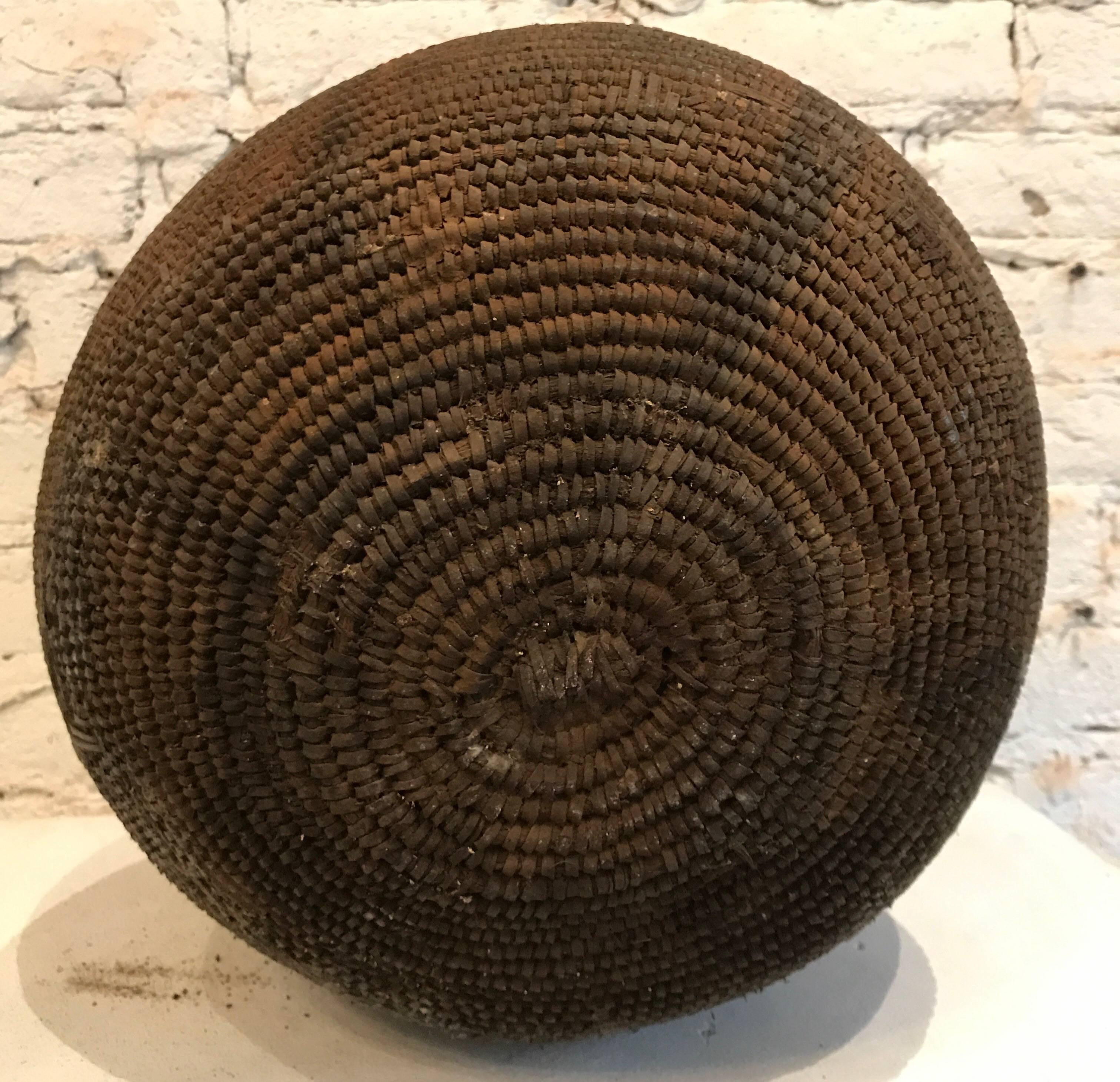 Early 20th Century Woven Straw/Mud Honey Basket 3