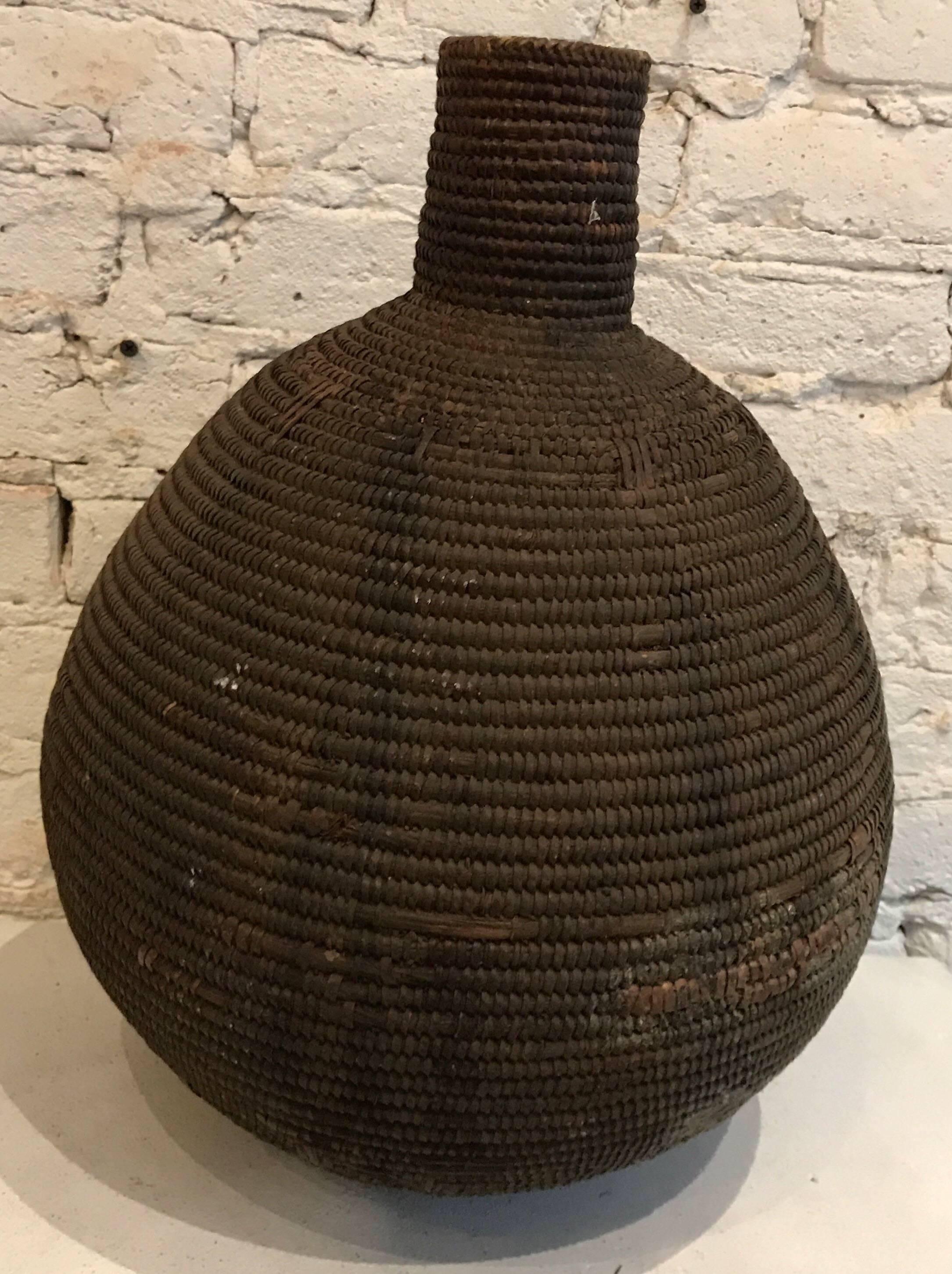 Hand-Woven Early 20th Century Woven Straw/Mud Honey Basket