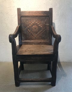 Elizabethan 'Tudor' Hand Carved Oak Wainscot Arm Chair