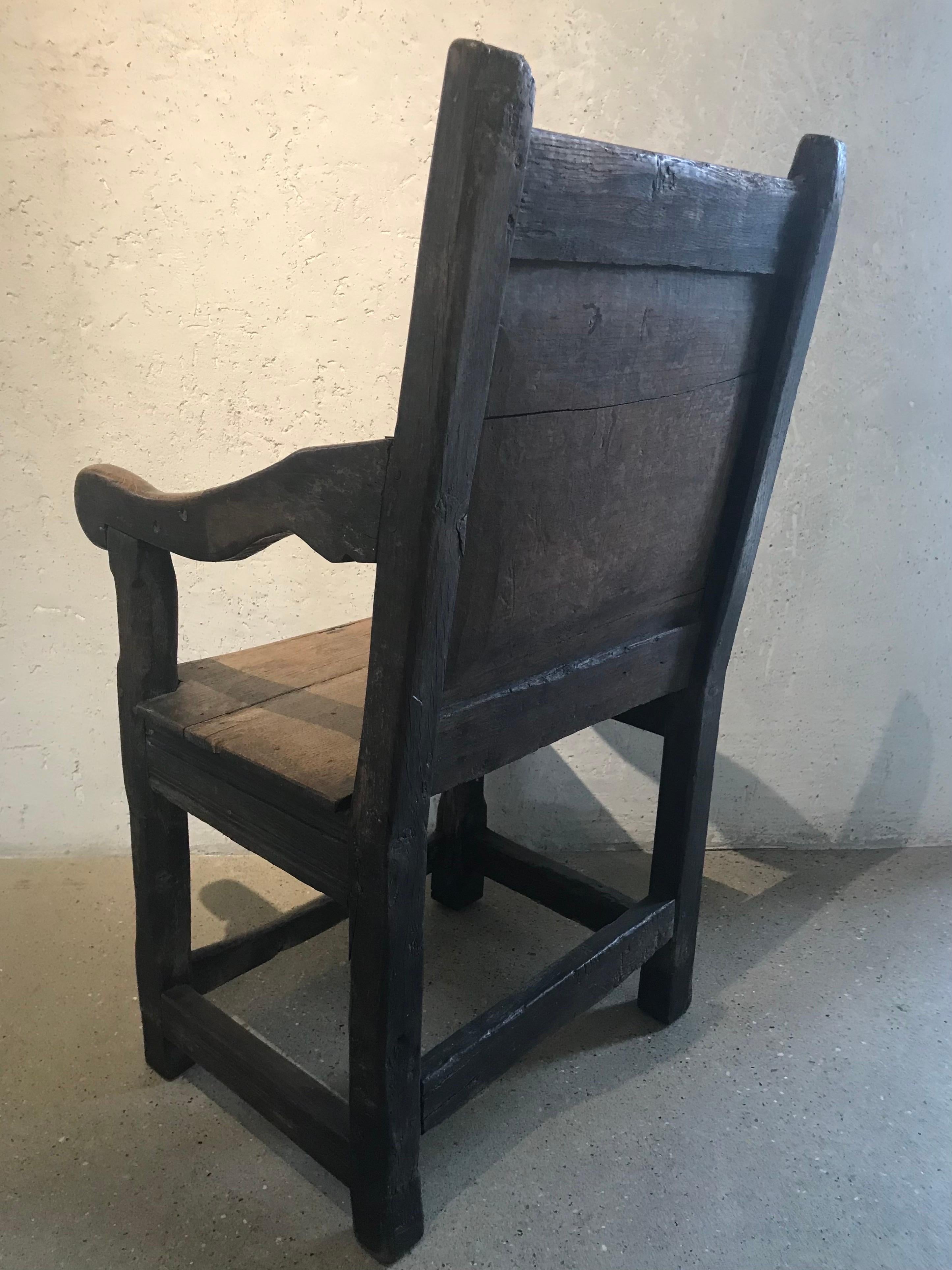 Elizabethan 'Tudor' Hand Carved Oak Wainscot Arm Chair For Sale 8