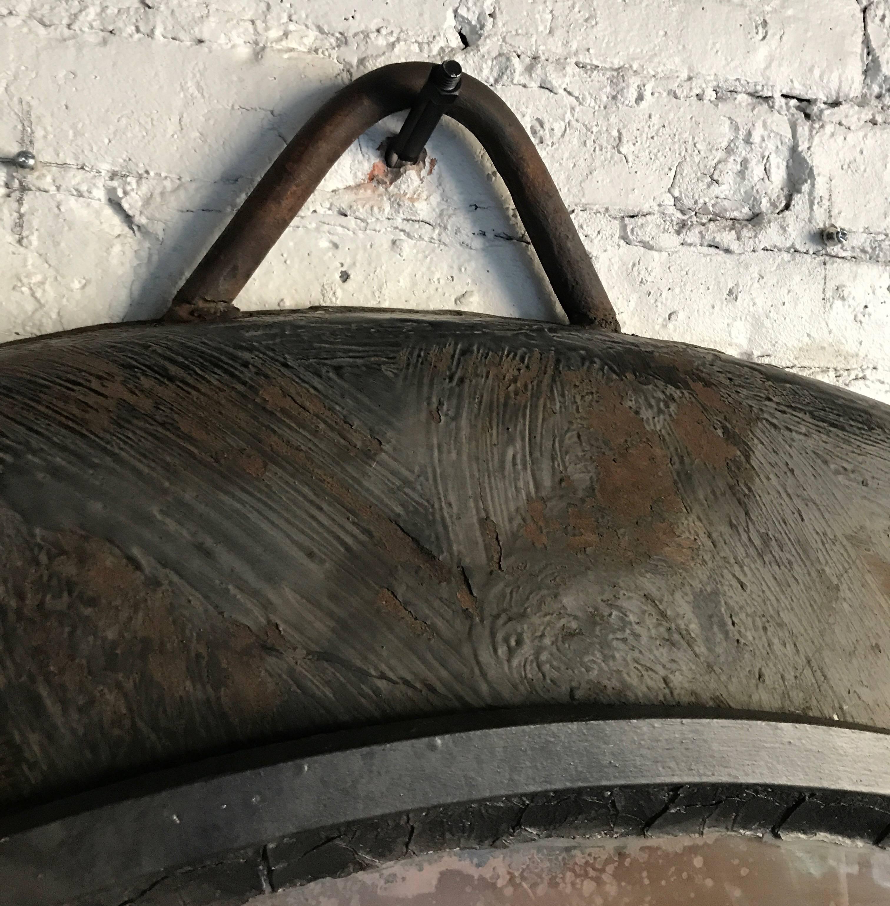 Early 20th Century Oversized European Metal Framed Convex Mirror In Excellent Condition In Chicago, IL