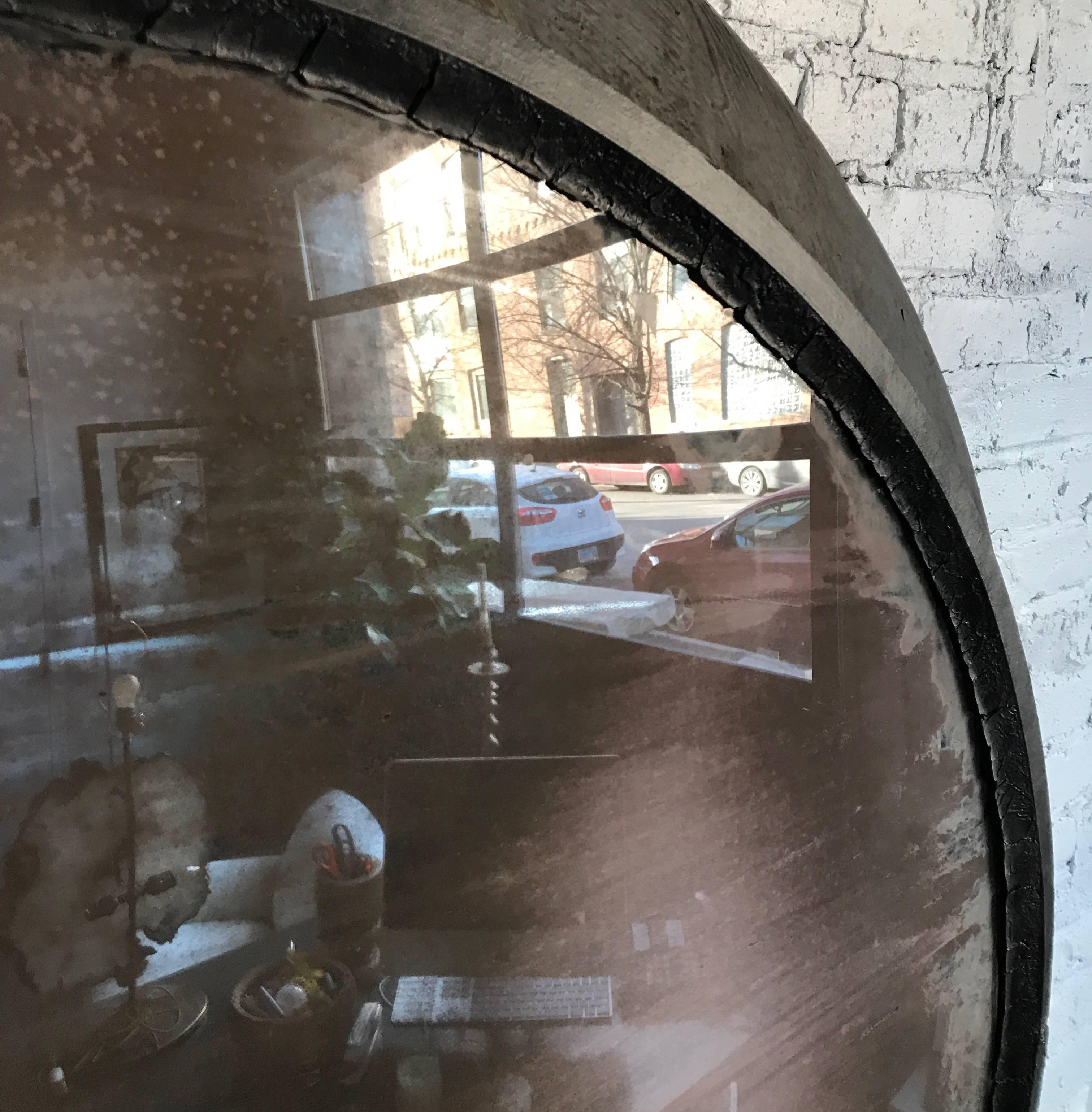 Early 20th Century Oversized European Metal Framed Convex Mirror 1