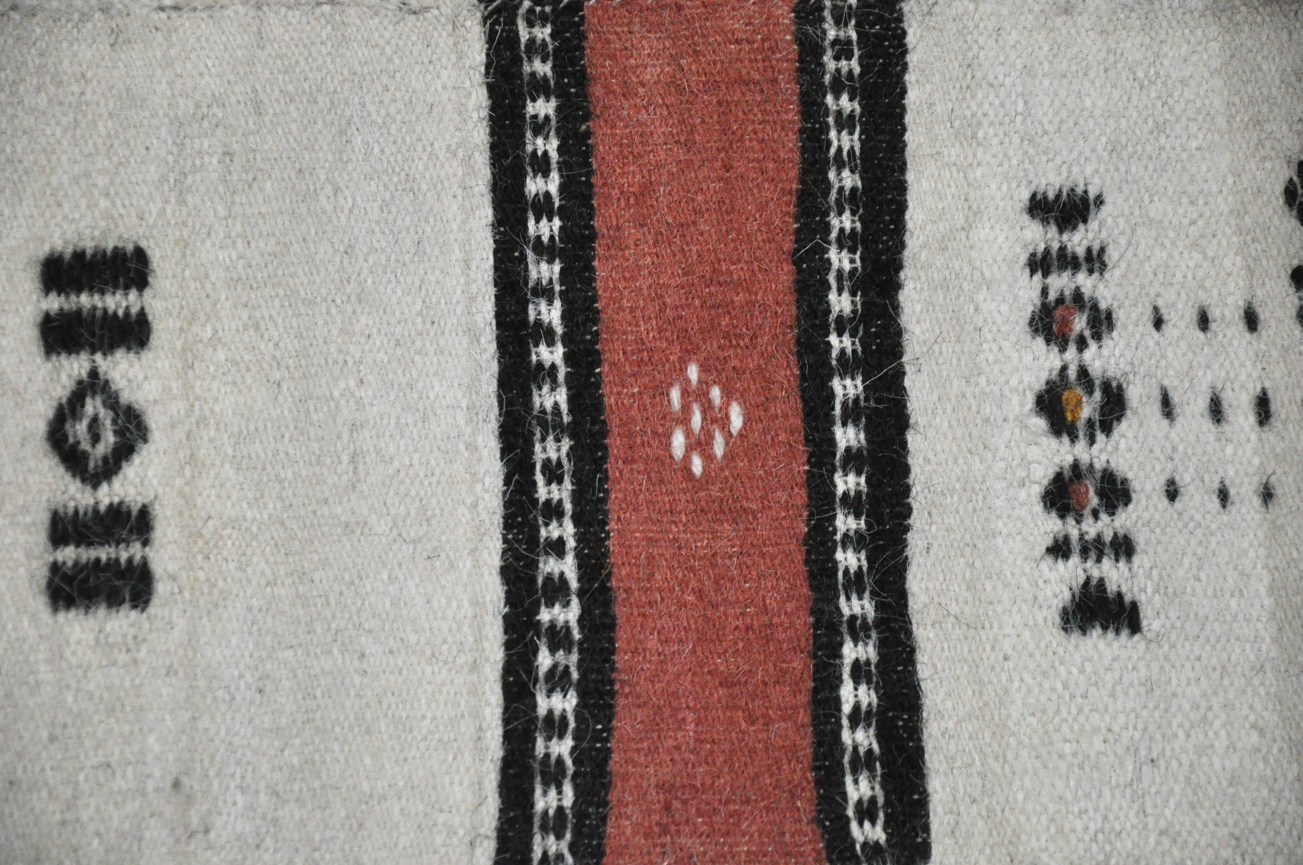 20th Century White, Black and Faded Red African Textile 3