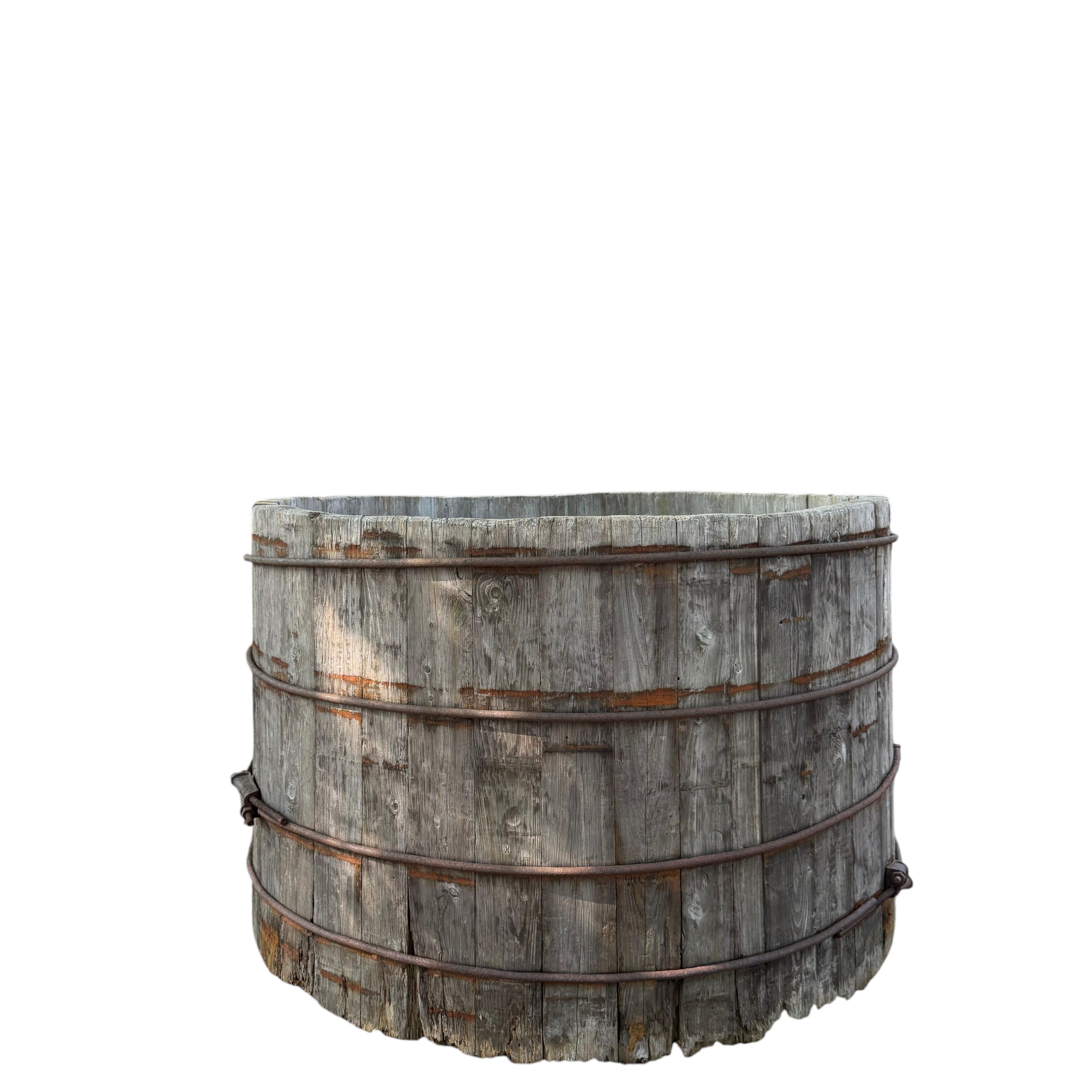 Late 19th/Early 20th Century American Weathered Wooden Vat/Tub For Sale
