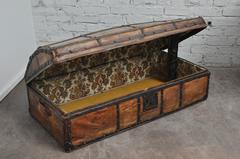 Early 20th Century Antique Spanish Parchment and Forged Iron Trunk