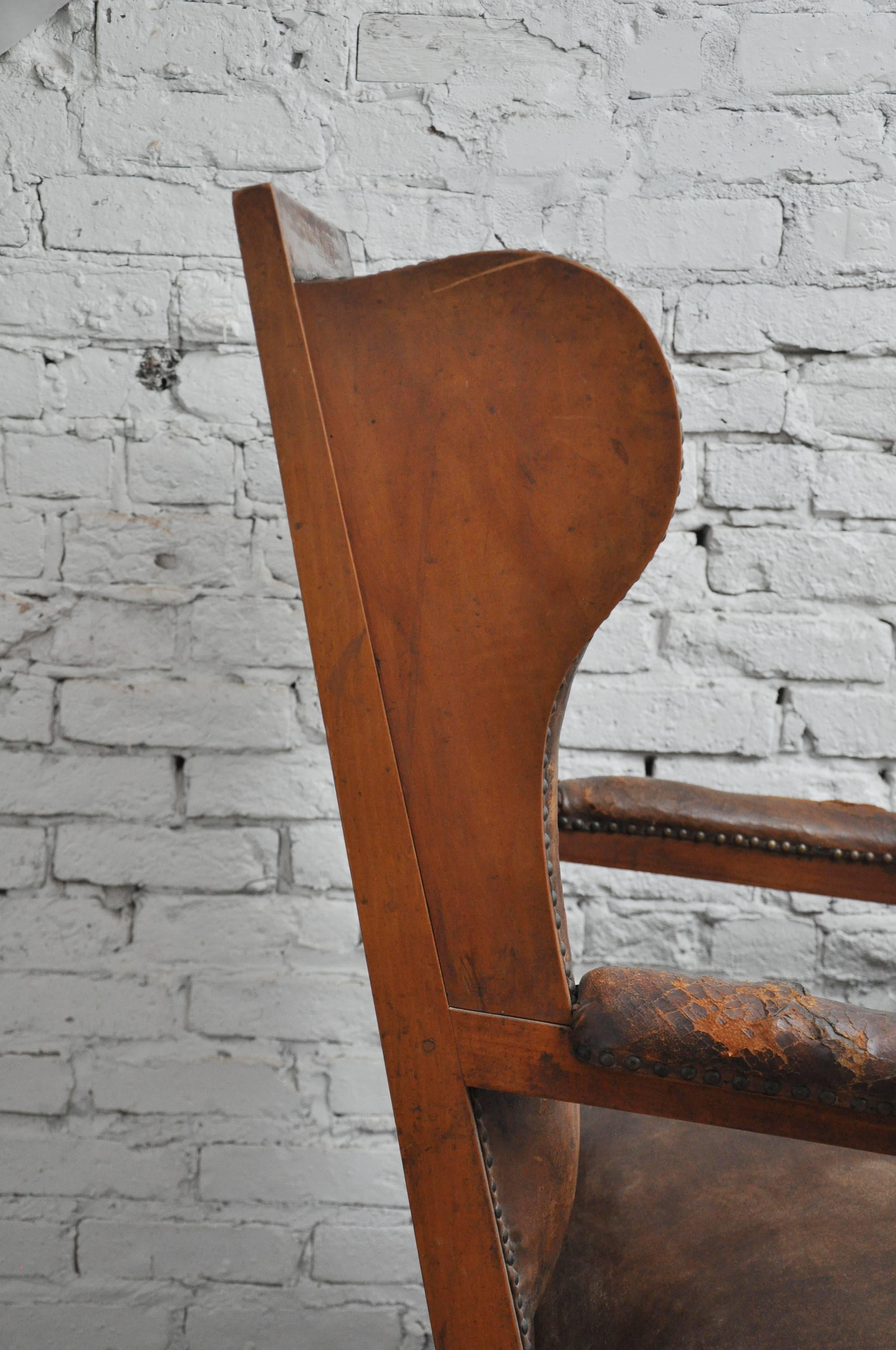 Late 19th Century German Biedermeier High Back Wing Chair 2