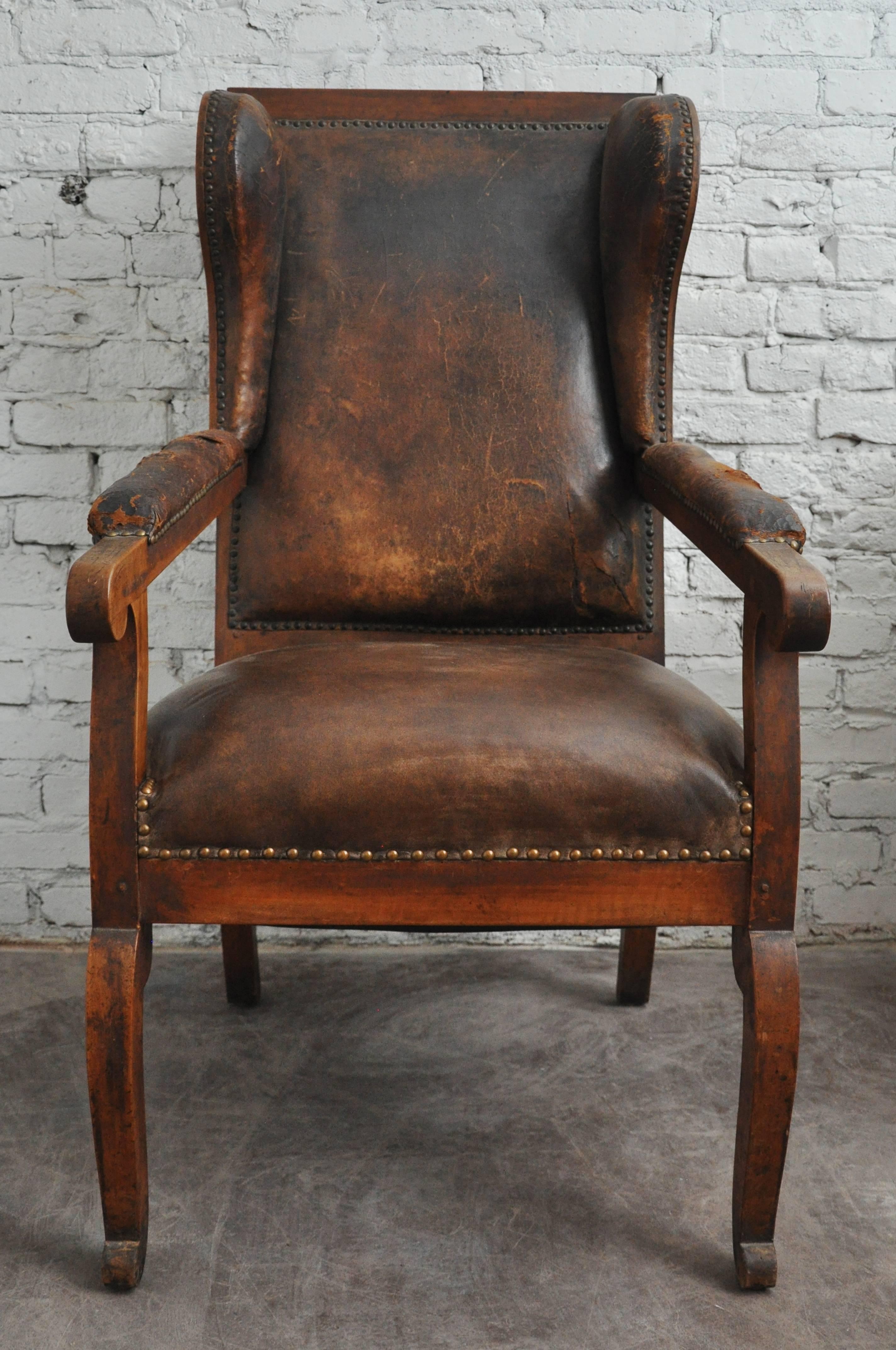 Late 19th Century German Biedermeier High Back Wing Chair 3