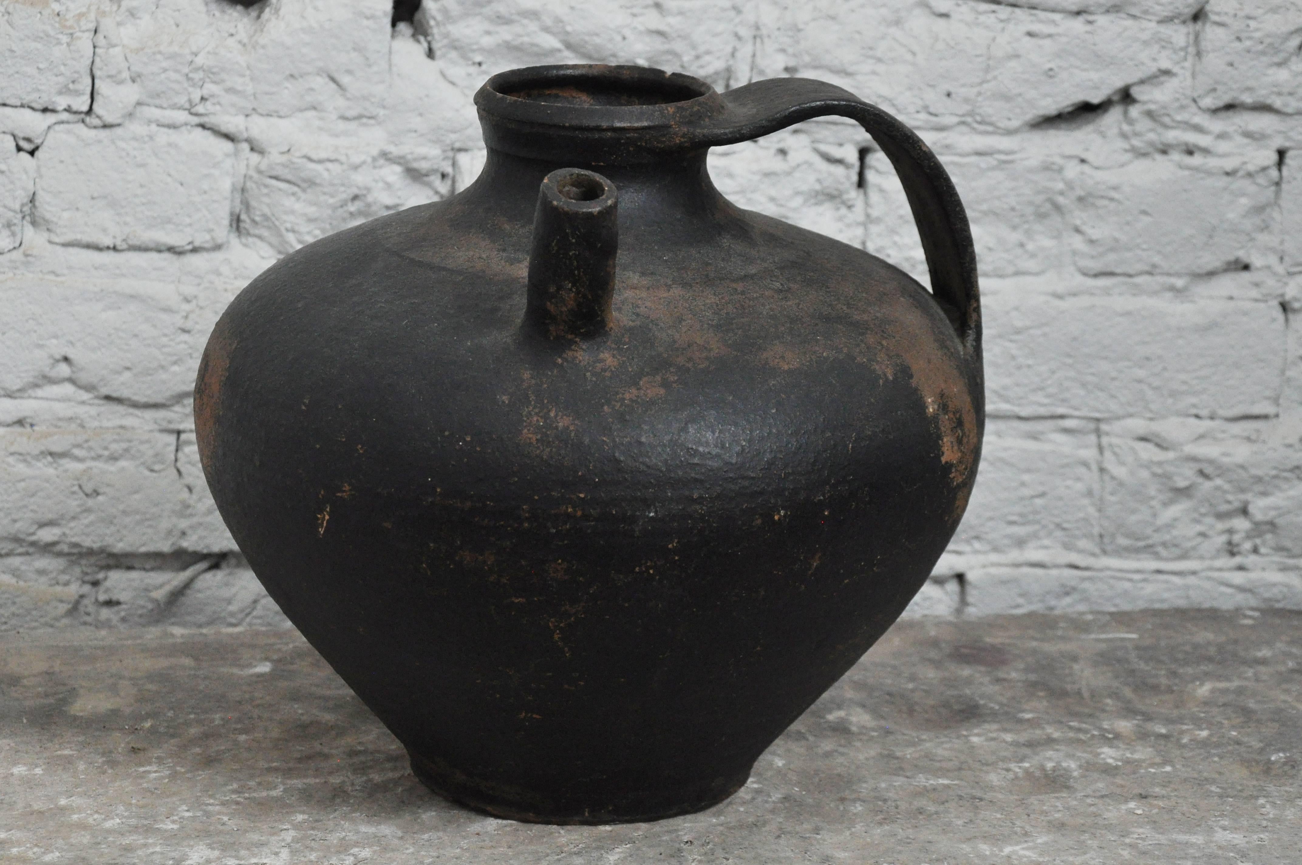 Early 20th Century Spouted Blacked Pot From Paris In Good Condition In Chicago, IL