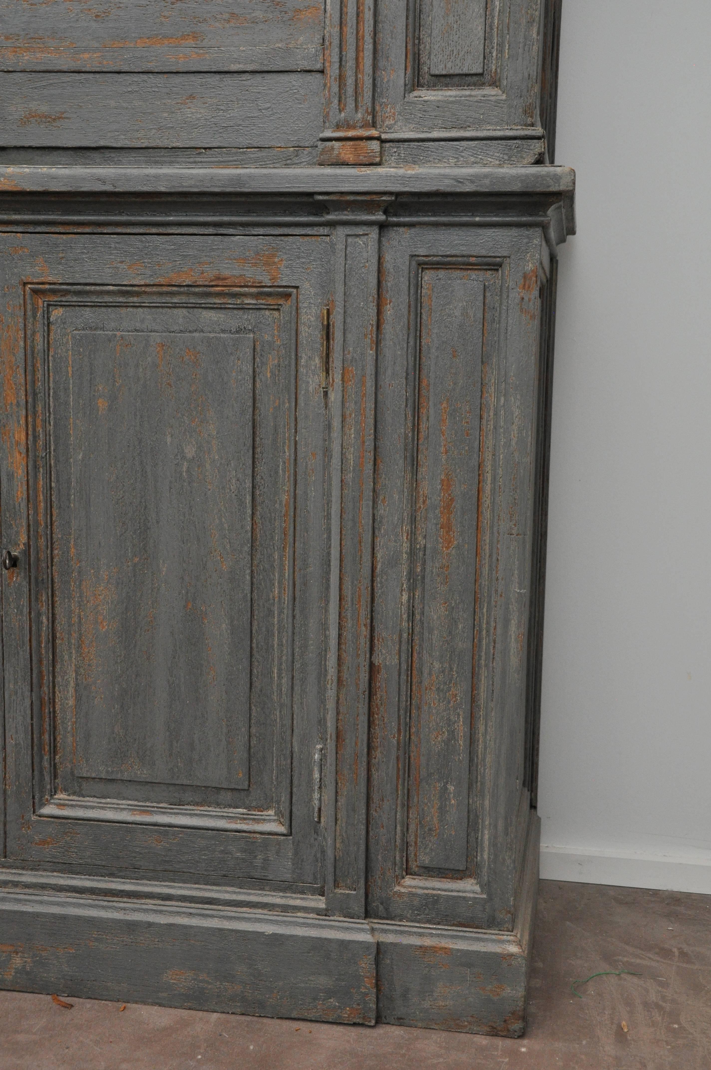 Early 19th Century Extra Tall French Painted Gray Cabinet 1