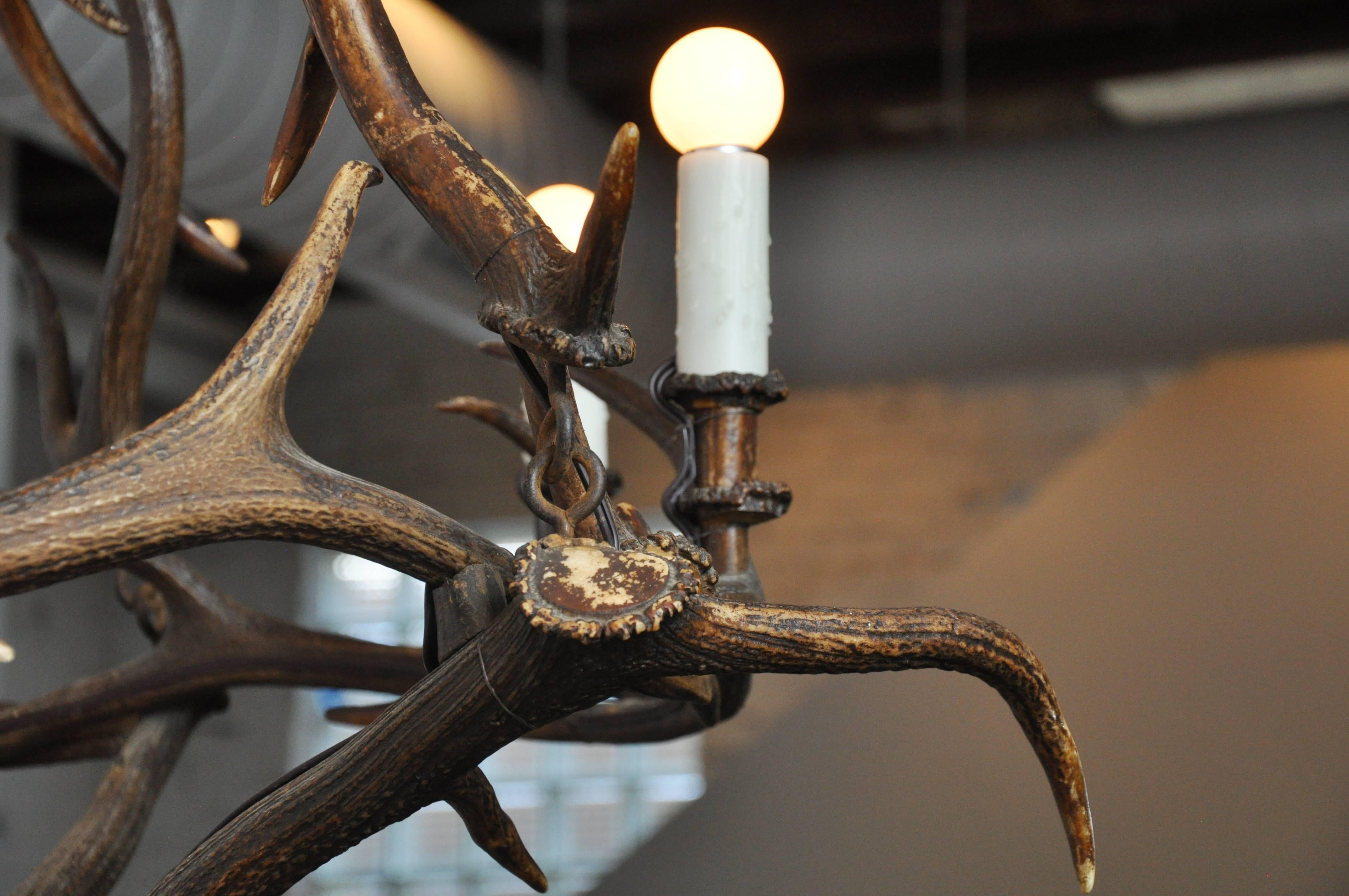 18th Century and Earlier 18th Century Bavarian Antler Chandelier Found in Germany For Sale