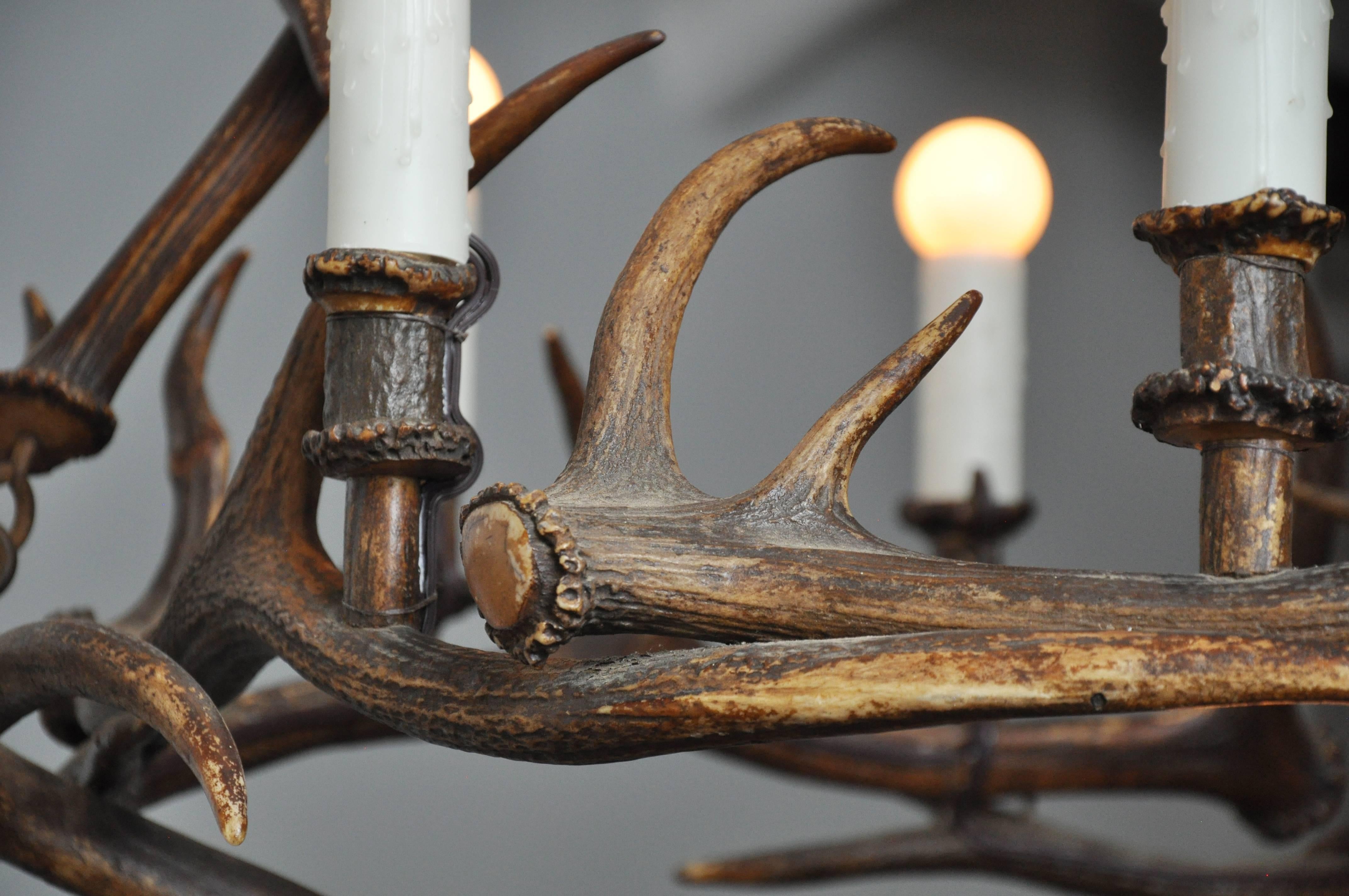 18th Century Bavarian Antler Chandelier Found in Germany For Sale 4