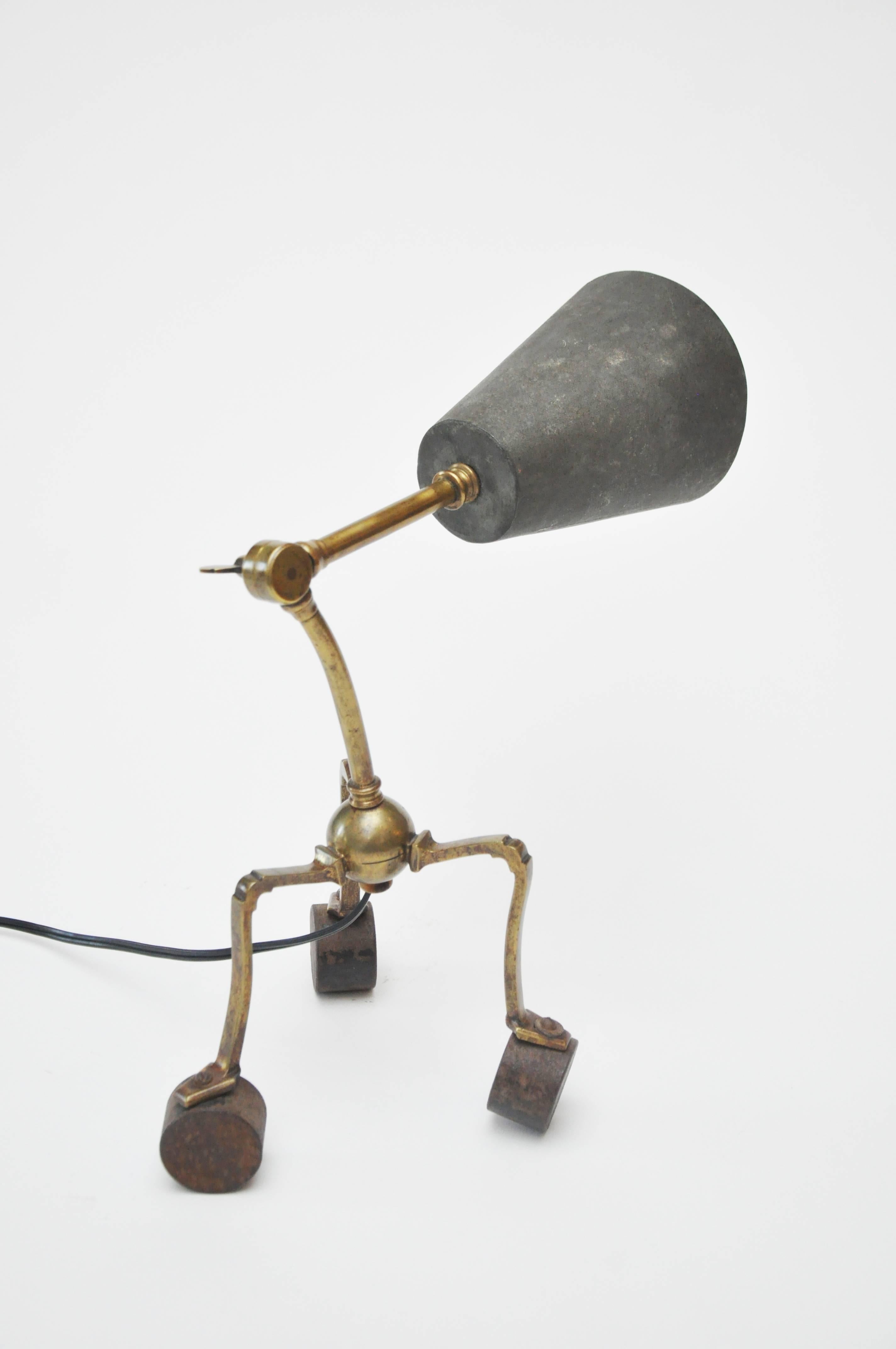20th Century French Bronze and Zinc Table Lamp 4