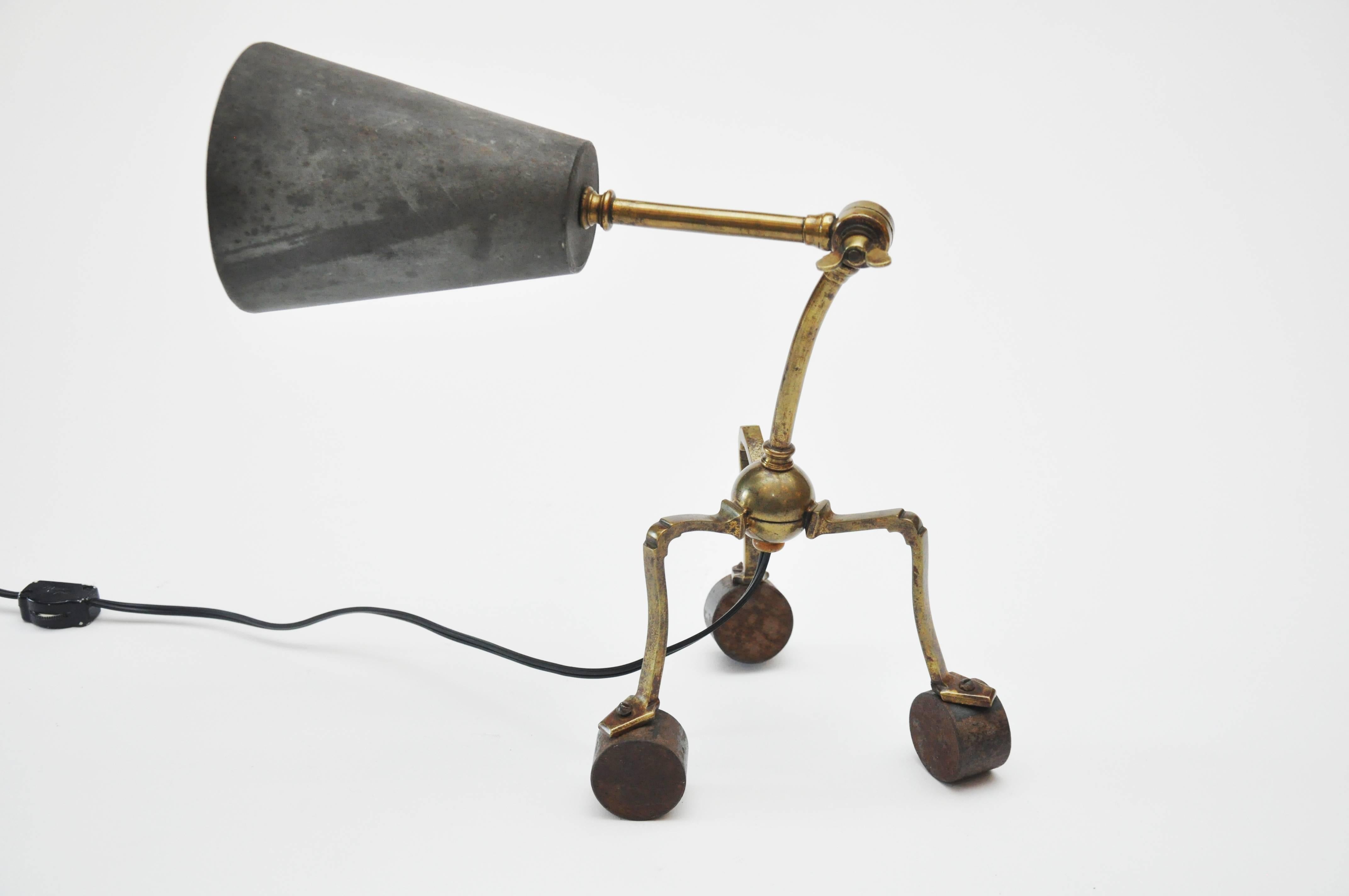 20th Century French Bronze and Zinc Table Lamp 5