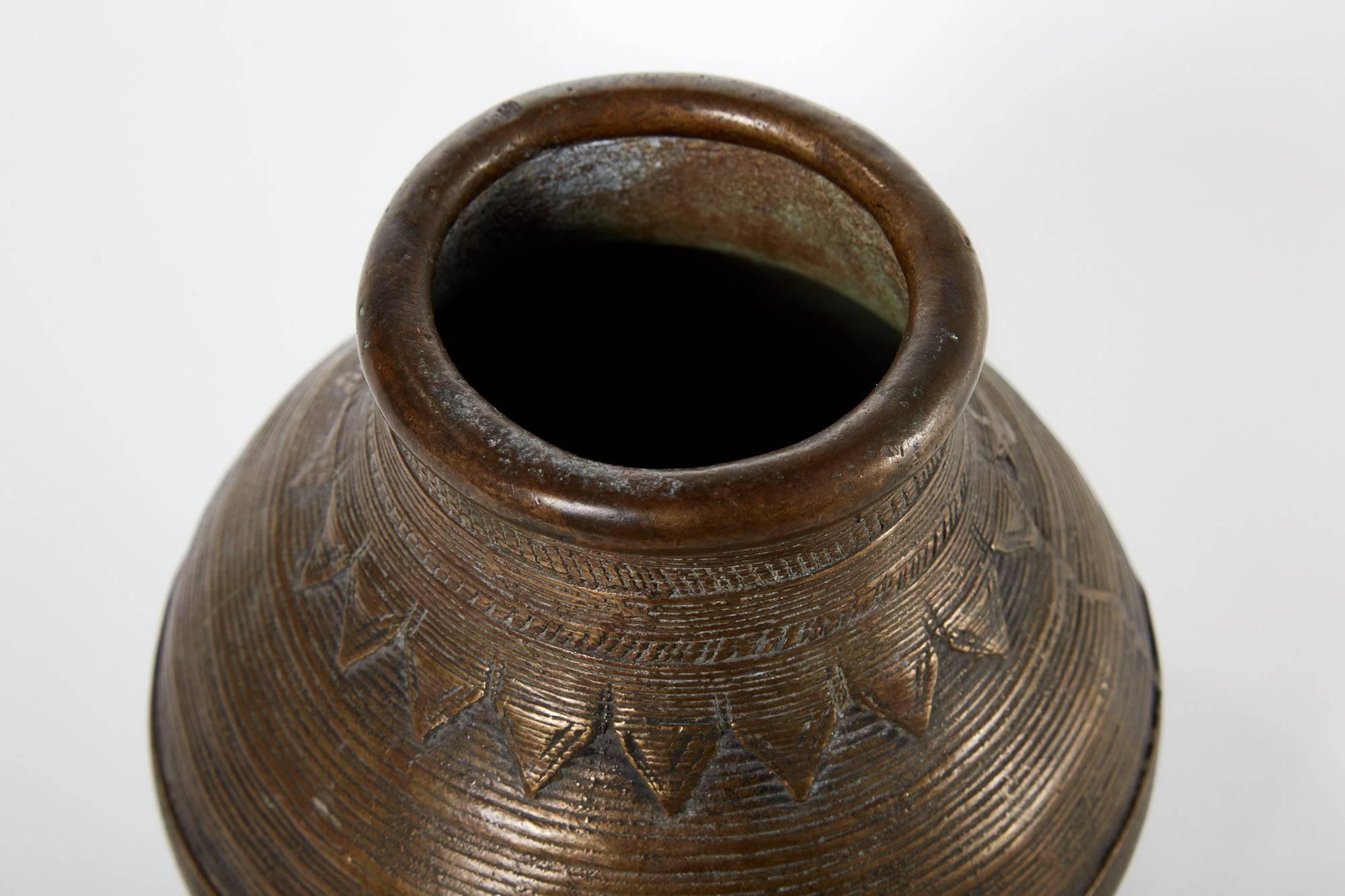 19th Century Bronze Vessel From Nepal  In Good Condition In Chicago, IL