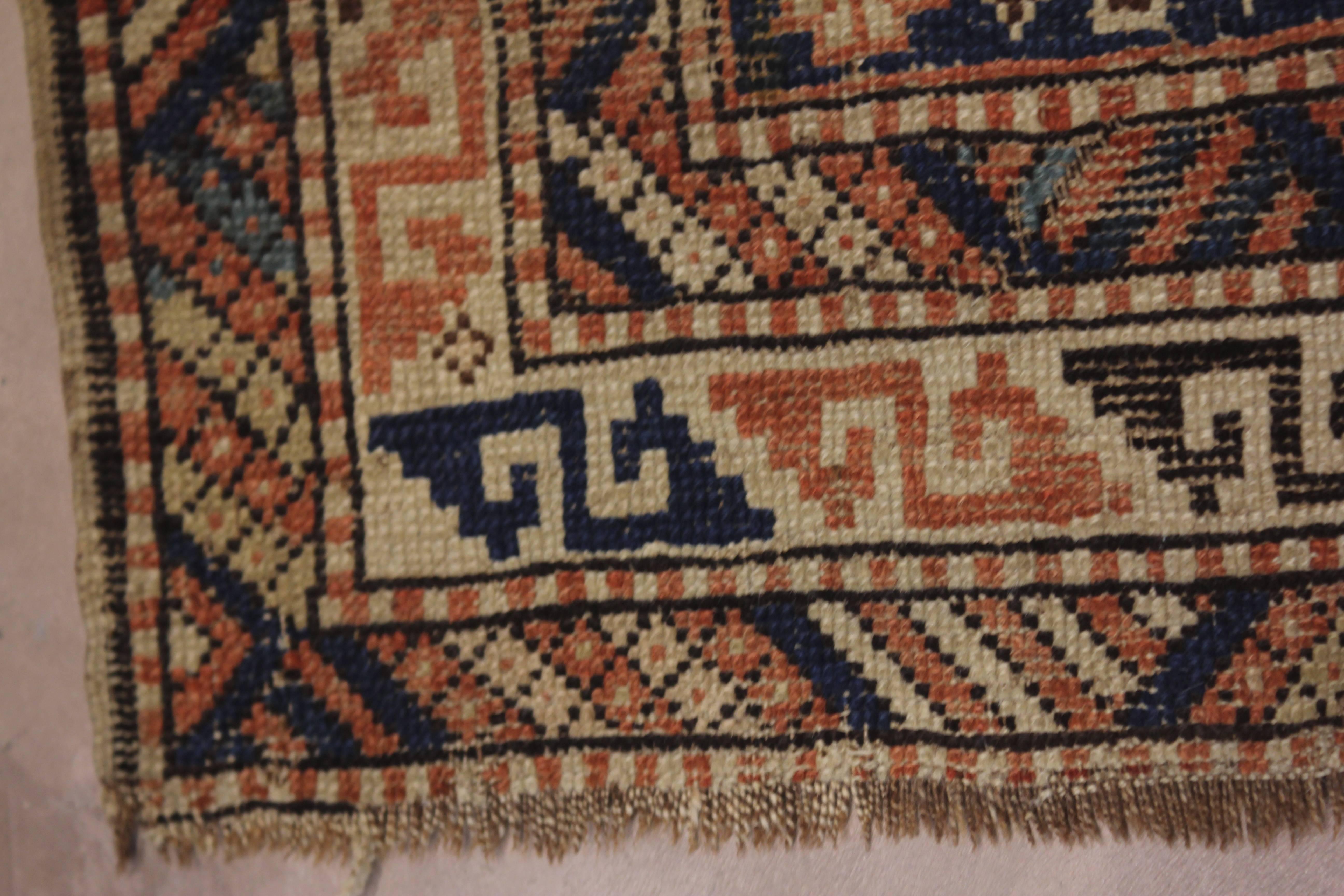 Wool Early 20th Century Caucasian Lesghi Star Rug