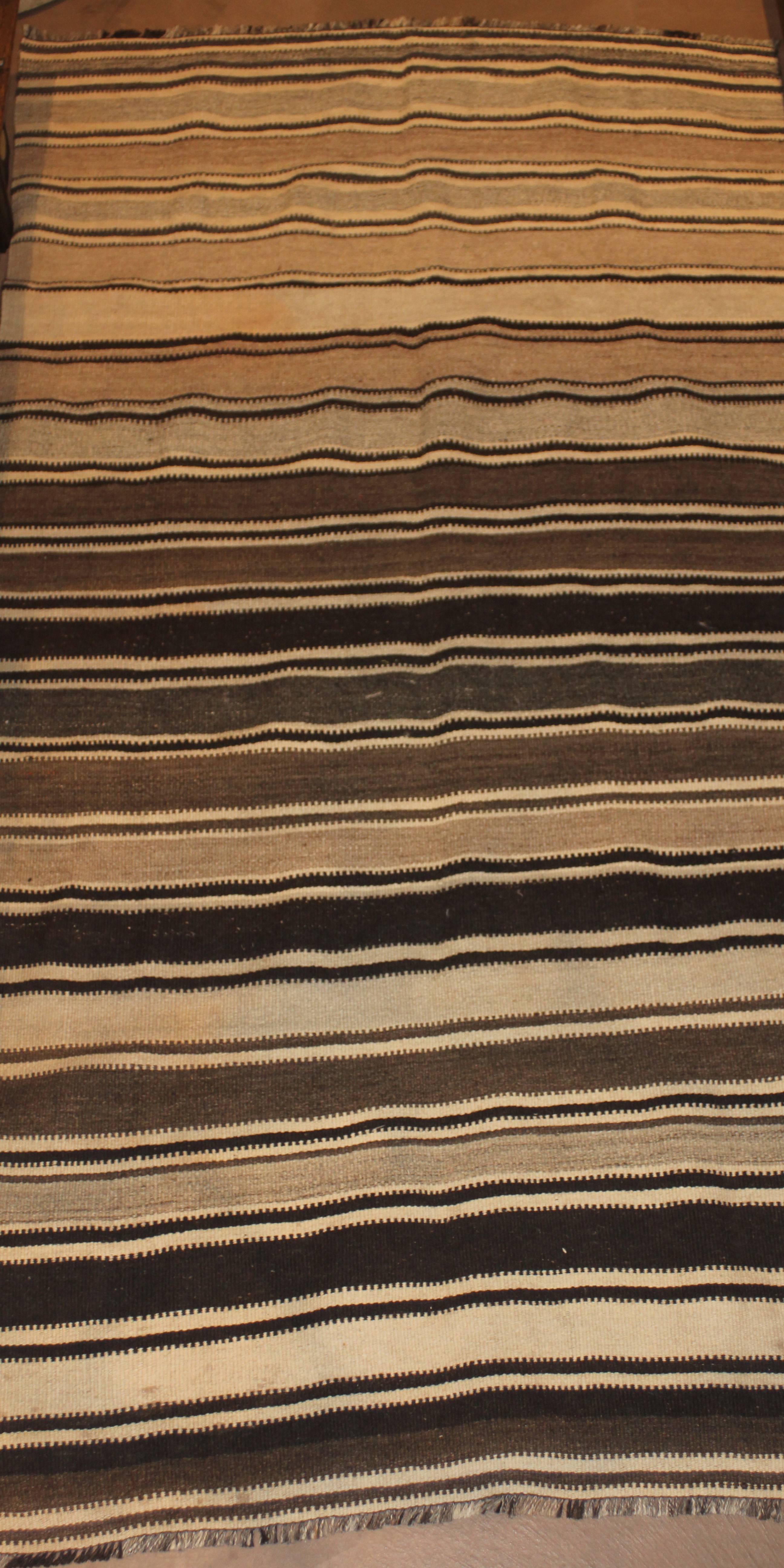Hand-Knotted 20th Century, Striped Kilim Rug from Afghanistan