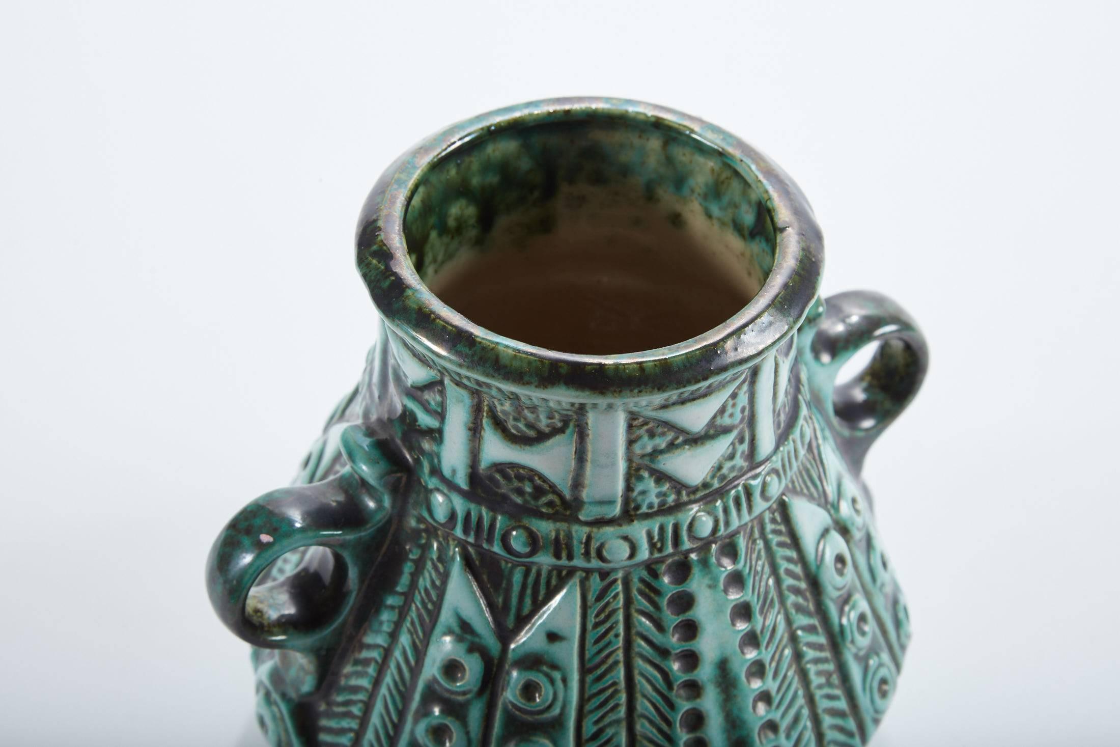 Clay Early 20th Century Italian Green Glaze Vase