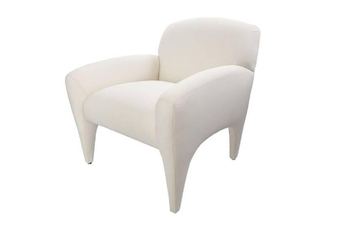 American 20th Century Pair of Vladimir Kagan Lounge Armchairs Restored in Muslin