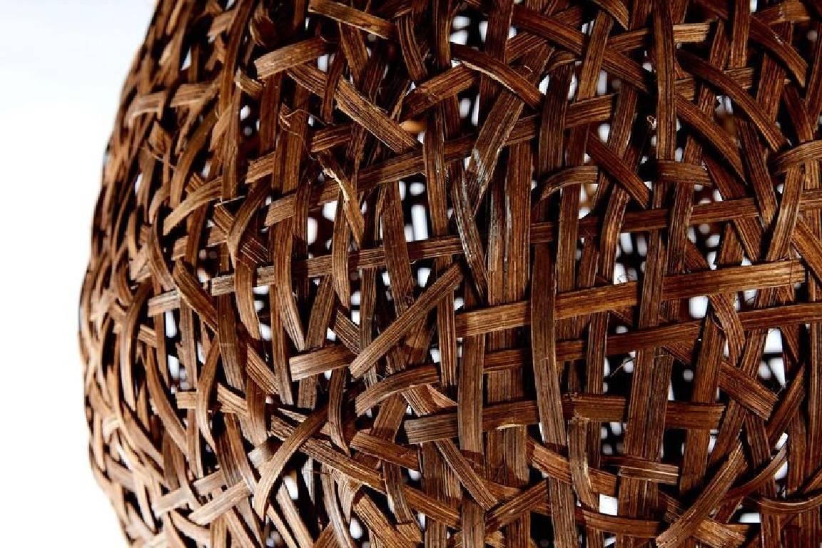 Hand-Woven Custom Woven Oak Chandelier by Lucy Slivinski For Sale