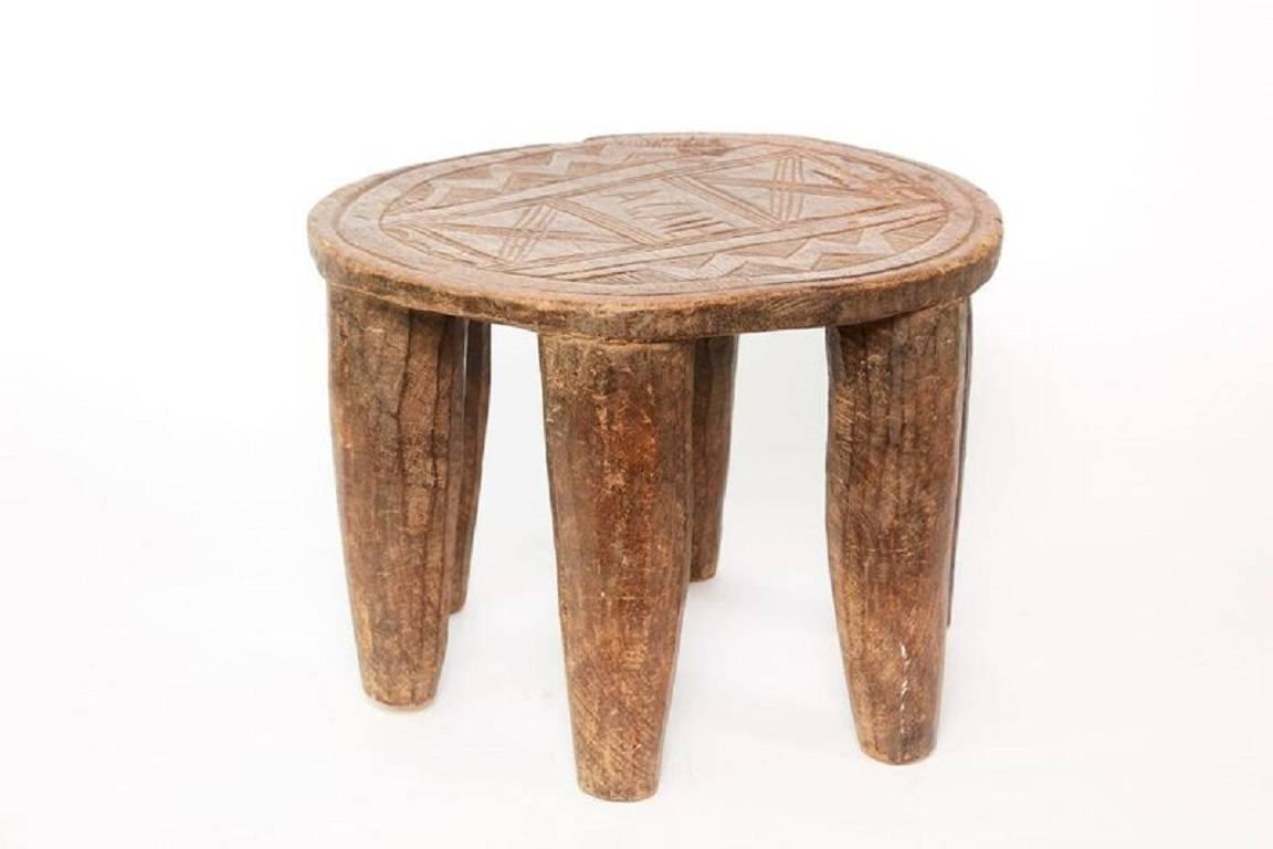 20th Century 6 leg African Nupe Stool /table 
14.5"Diam x 11.25"H