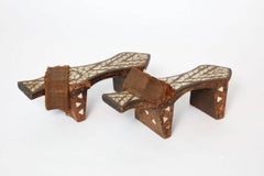 18th Century Antique Turkish Bath Clogs with Mother-of-Pearl Inlay
