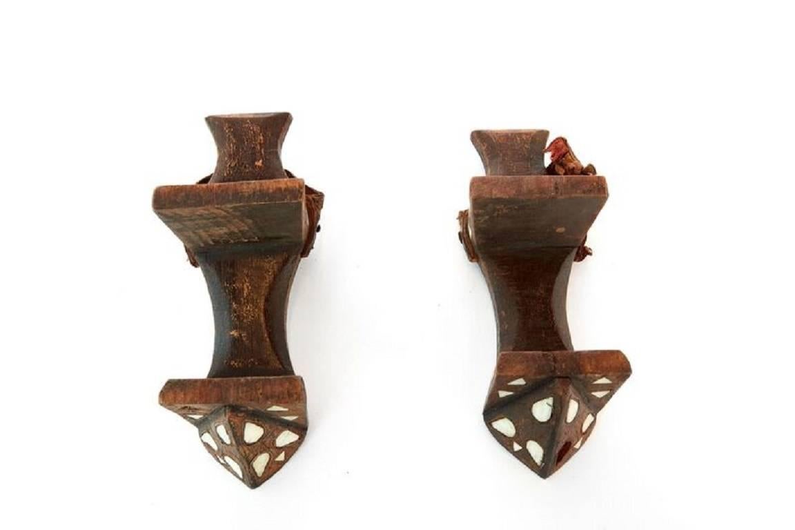 Hand-Carved Ottoman Empire ‘18th Century or Earlier’ Pair of Turkish Bath Clogs with Inlay For Sale