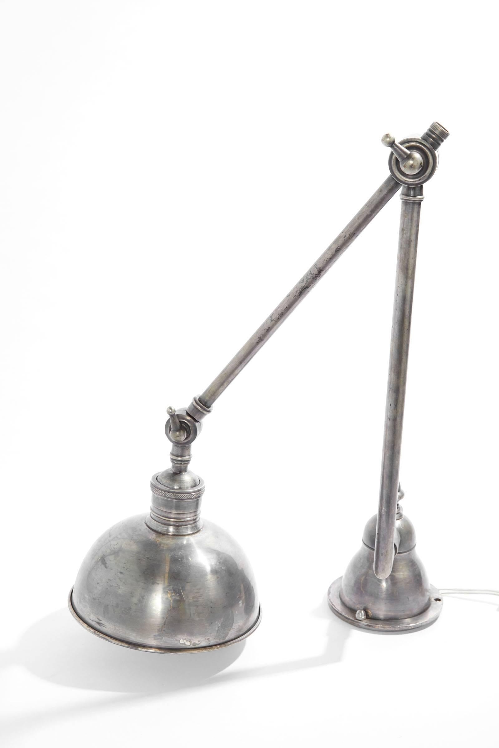 Early 20th Century Restored American Pair of Industrial Factory Clamp Lamps 4