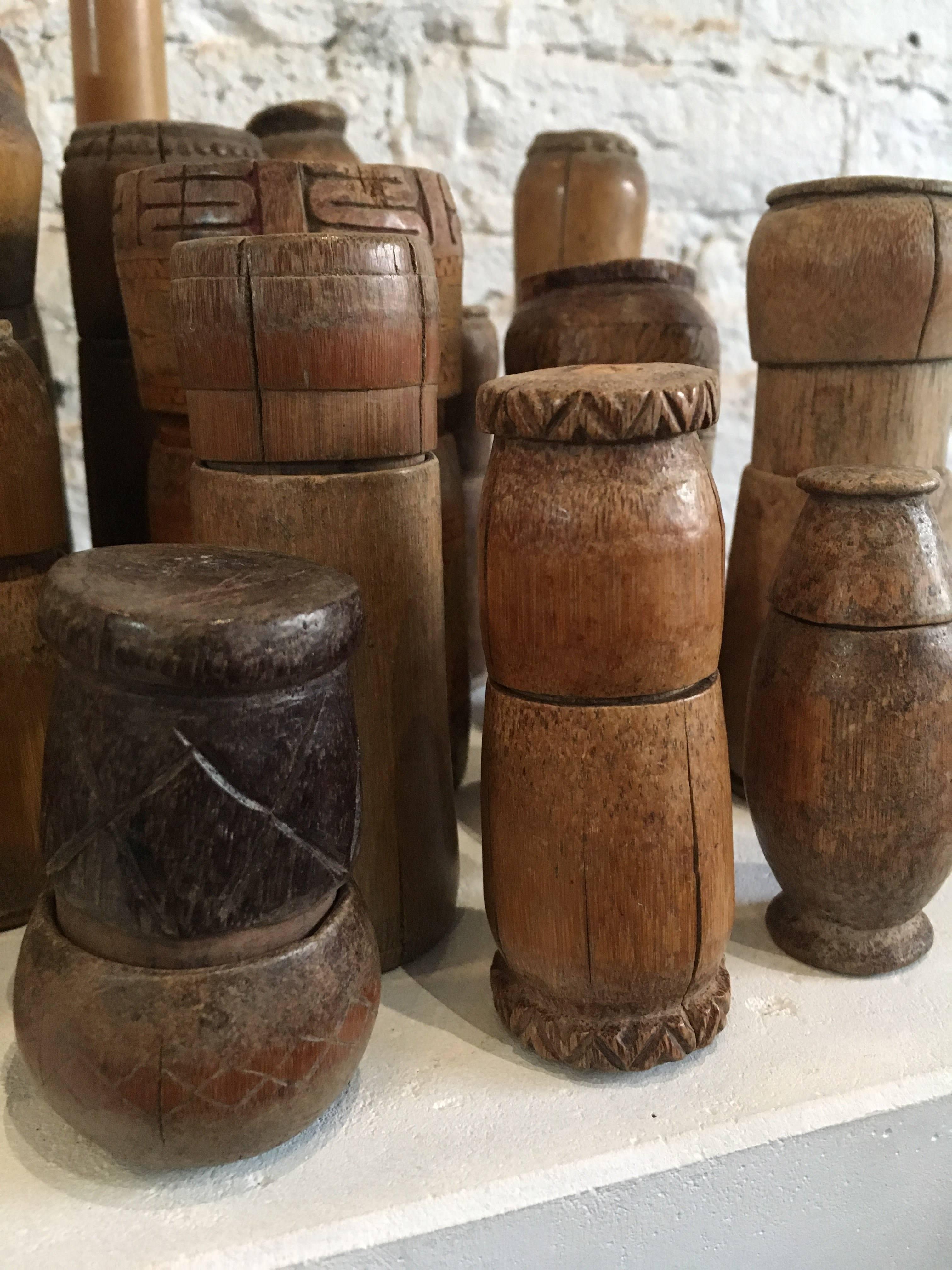 19th Century 19th-20th Century Collection of Tobacco Lime Containers from Papua New Guinea 