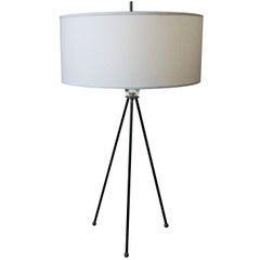Mid-20th Century Extra Tall Iron Table Lamp with Custom Shade
