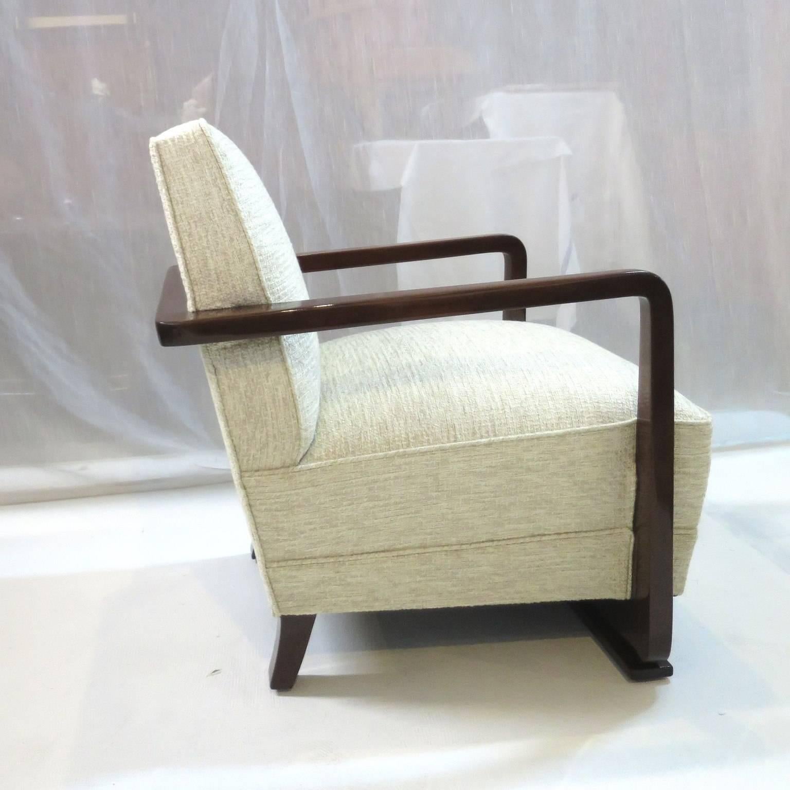 French Art Deco mahogany armchair Cubist Design  In Excellent Condition In Miami, FL