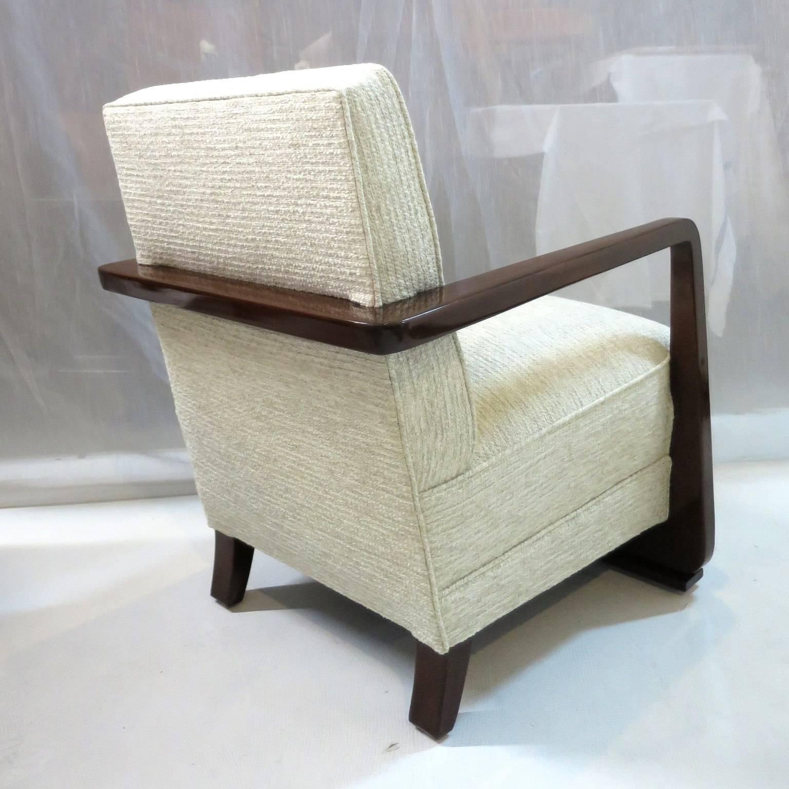 Mahogany French Art Deco mahogany armchair Cubist Design 