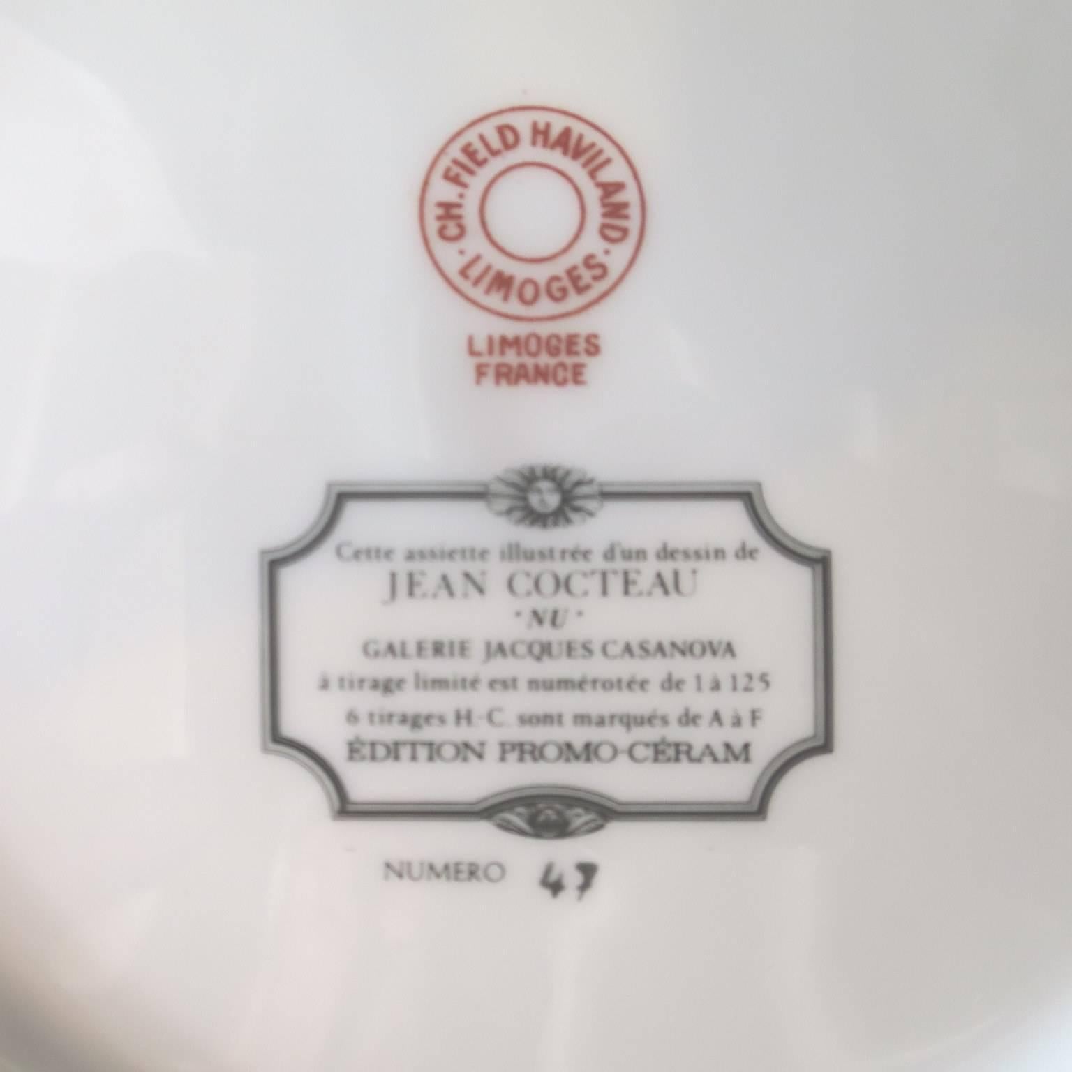 Mid-Century Modern Mid-Century Decorative Porcelain Plate by Jean Cocteau Haviland, Limoge