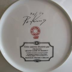 Mid-Century Hand-Painted Porcelain Plate by Priking Limited Edition