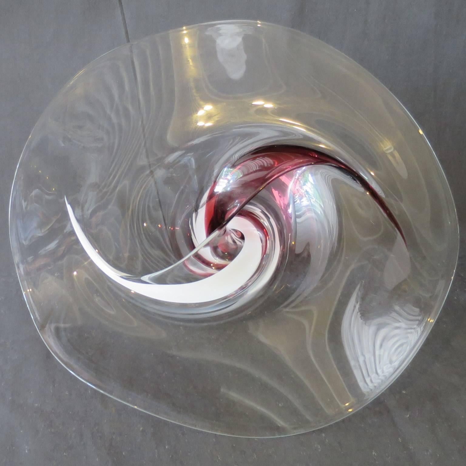Late 20th Century By Michael Bang Unusual Blown Glass Bowl Signed and Dated 1988, Mid-Century