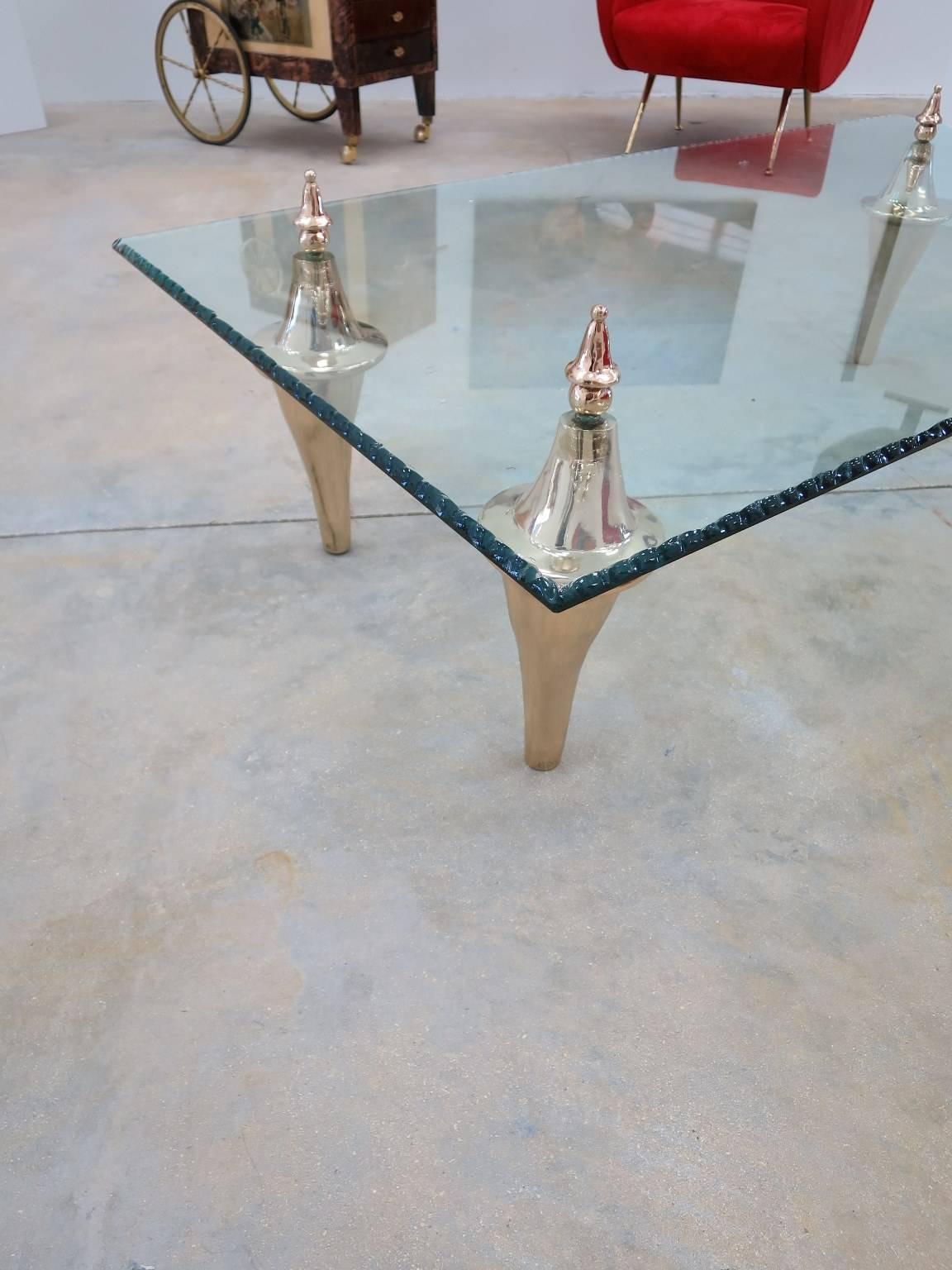20th Century Sofa Table in Bronze and Glass by Garouste and Bonetti