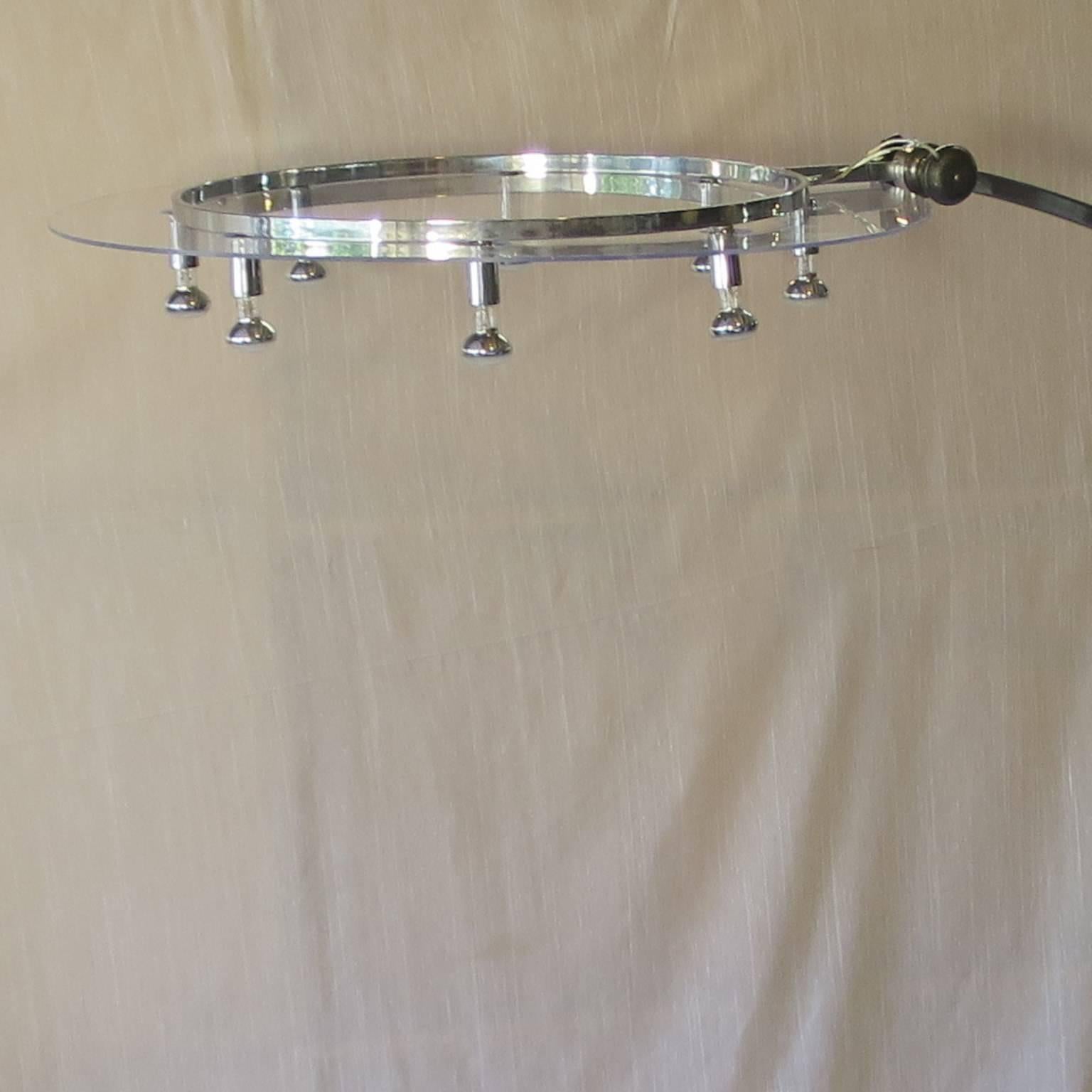 French Chrome and Lucite Mid-Century Modern Floor Lamp