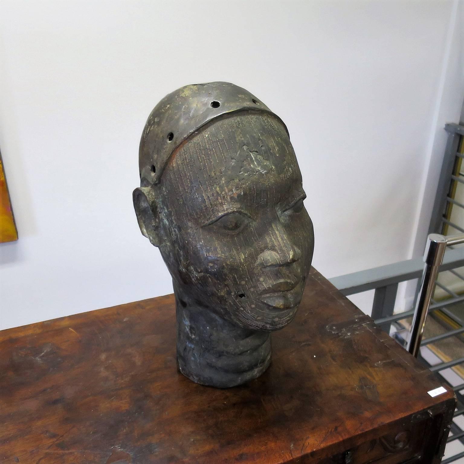 Cast Benin Bronze Head 
