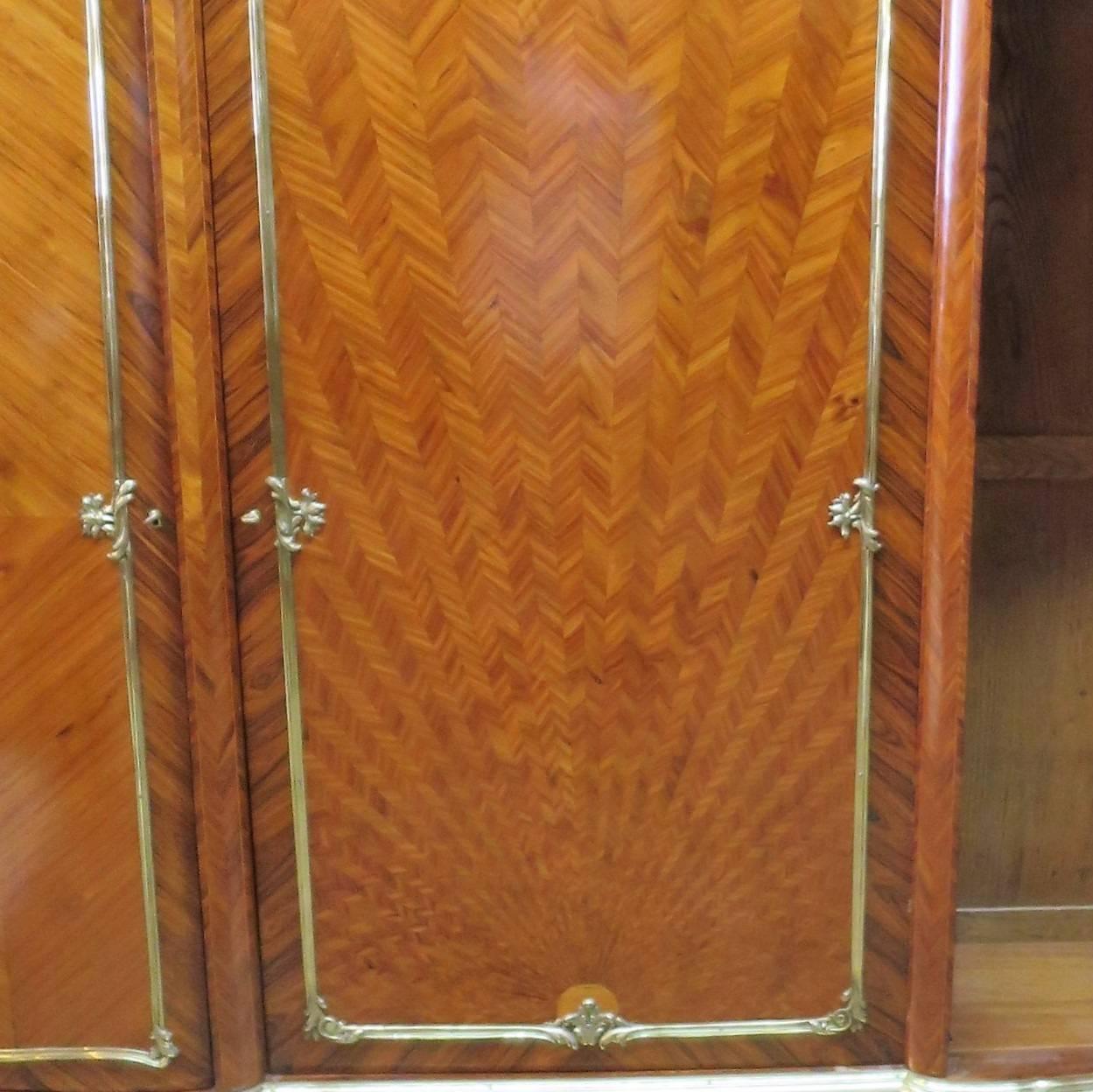 Louis XV Rosewood Cabinet Attributed to Millet Sunbeam Veneer St LXV Bronze Accents For Sale