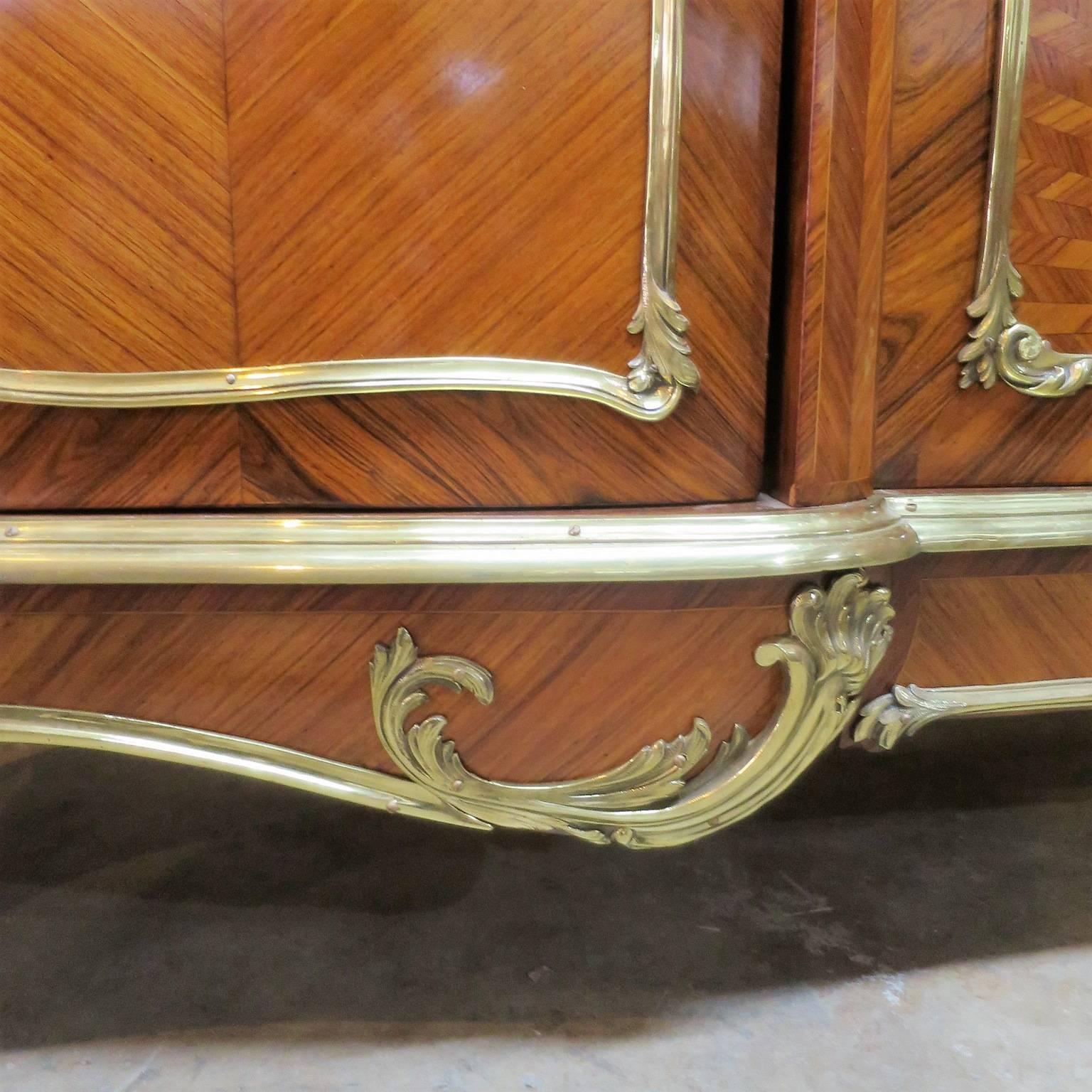 Rosewood Cabinet Attributed to Millet Sunbeam Veneer St LXV Bronze Accents For Sale 1
