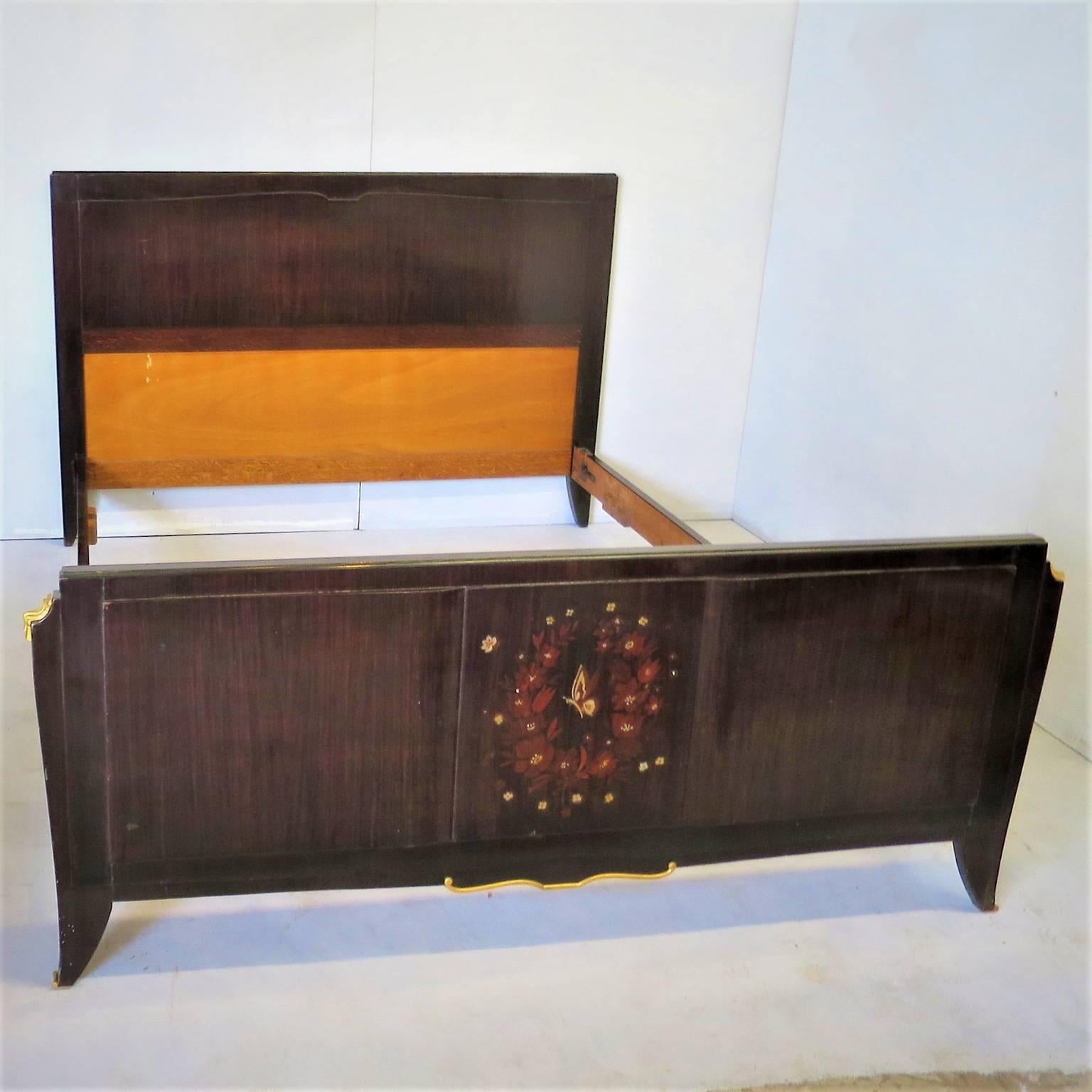 French Art Deco Bed in Rosewood attributed  to Jules Leleu  2